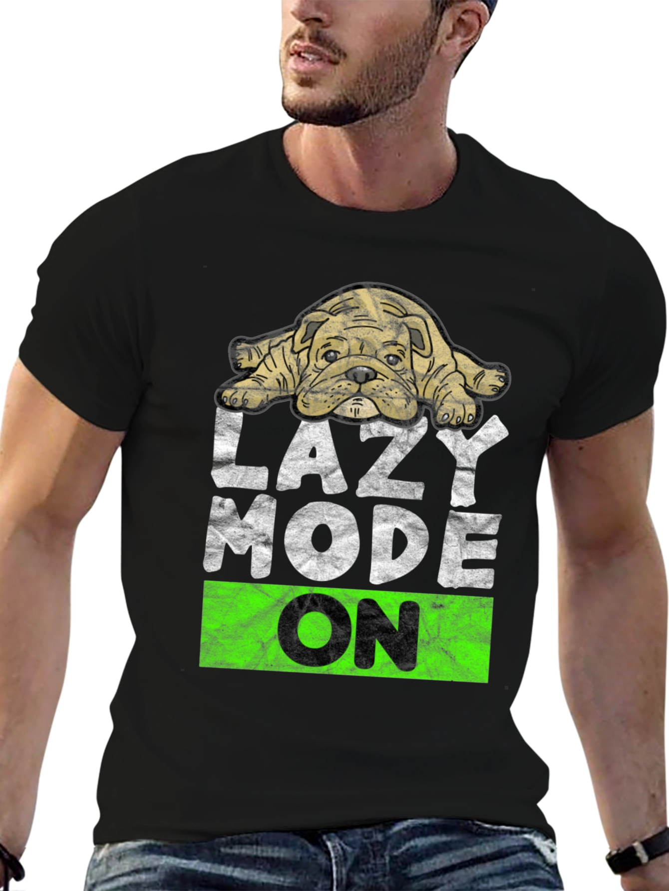 Lazy Mode On T-Shirt - Cute Bulldog Design