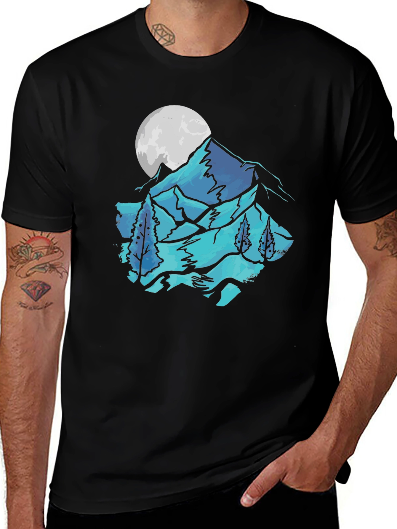 Mountain & Moon Graphic Tee - Black