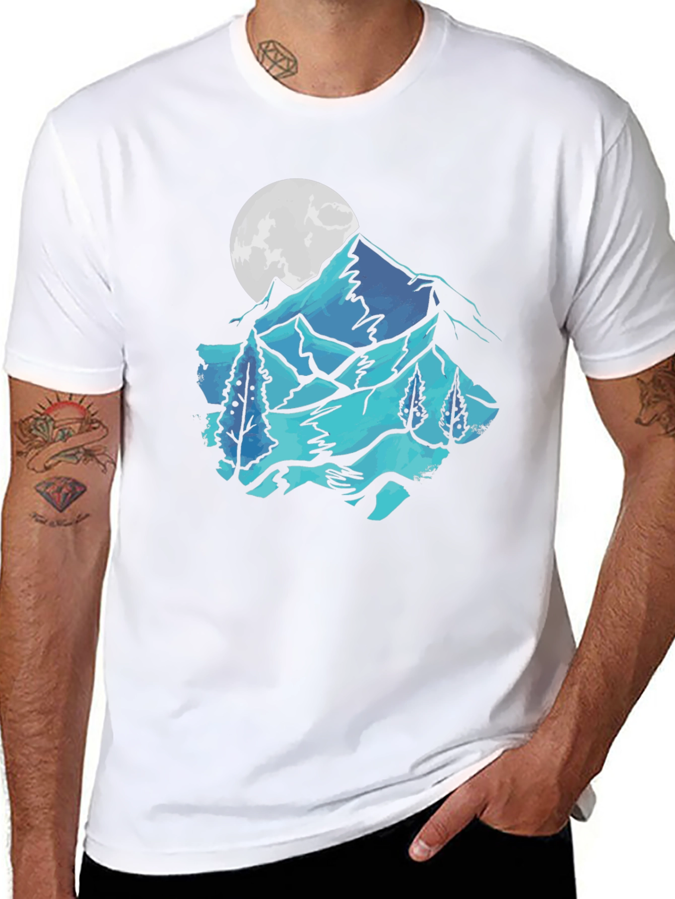 Mountain & Moon Graphic Tee - Black