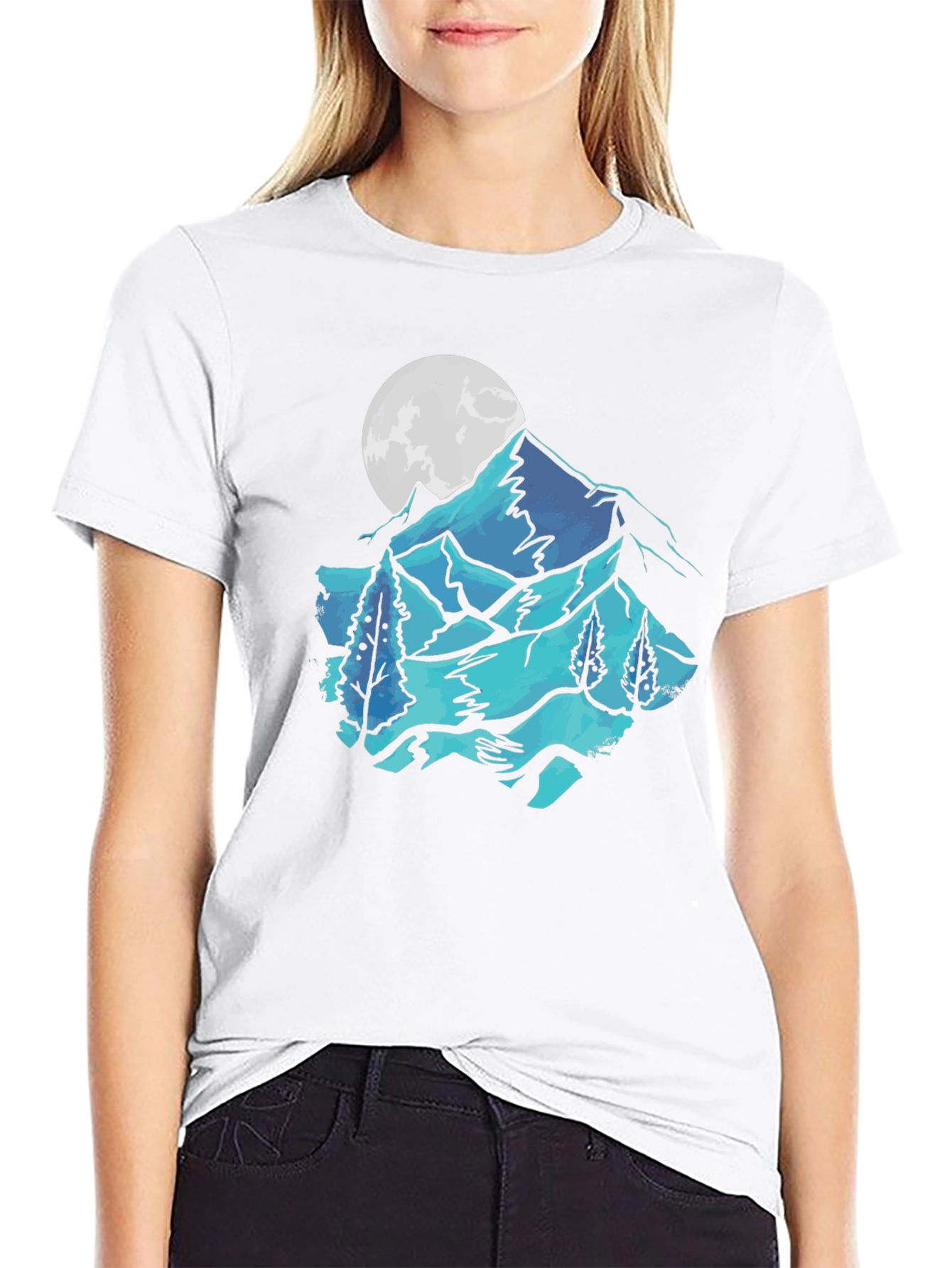 Mountain & Moon Graphic Tee - Black