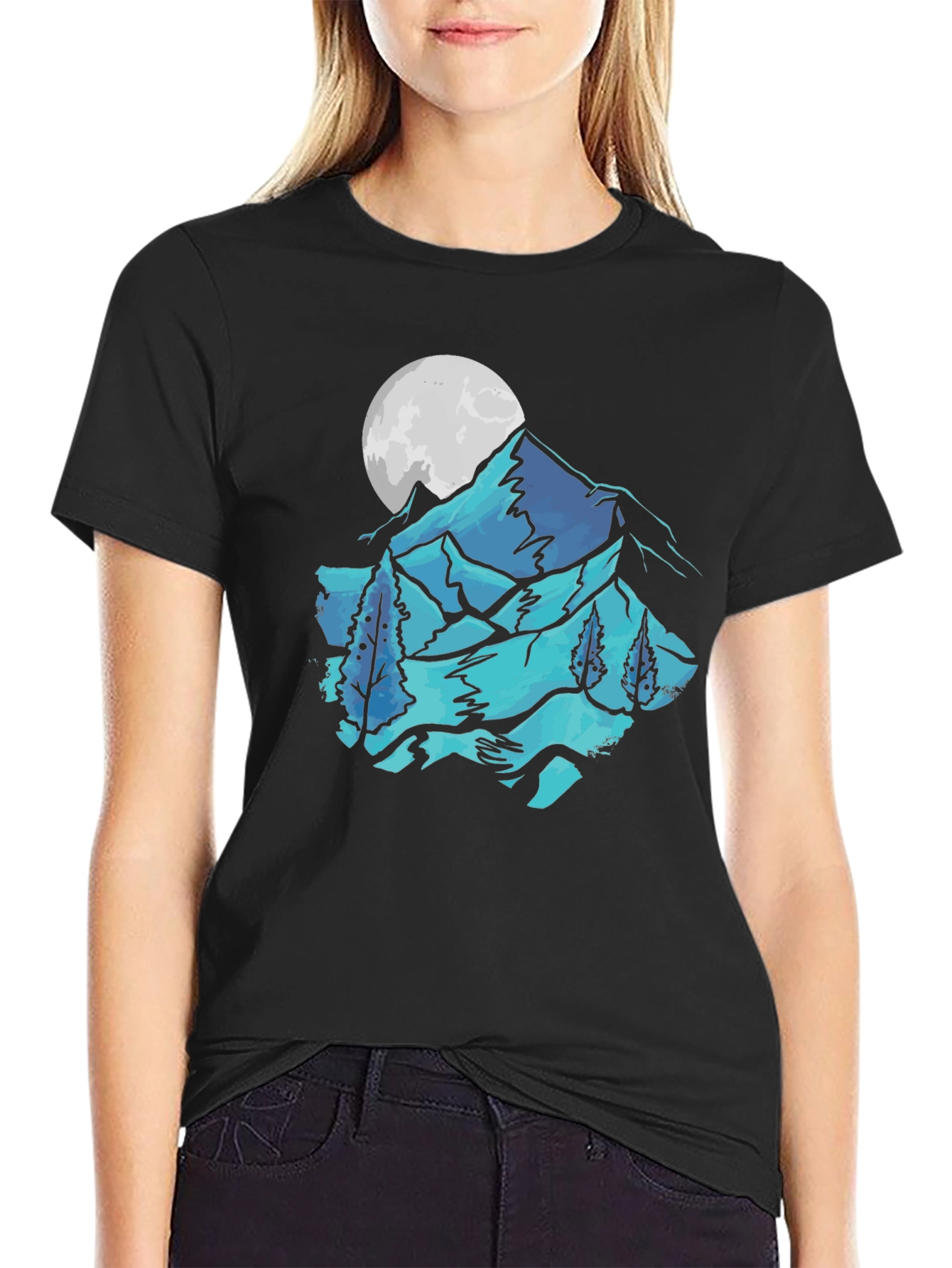 Mountain & Moon Graphic Tee - Black