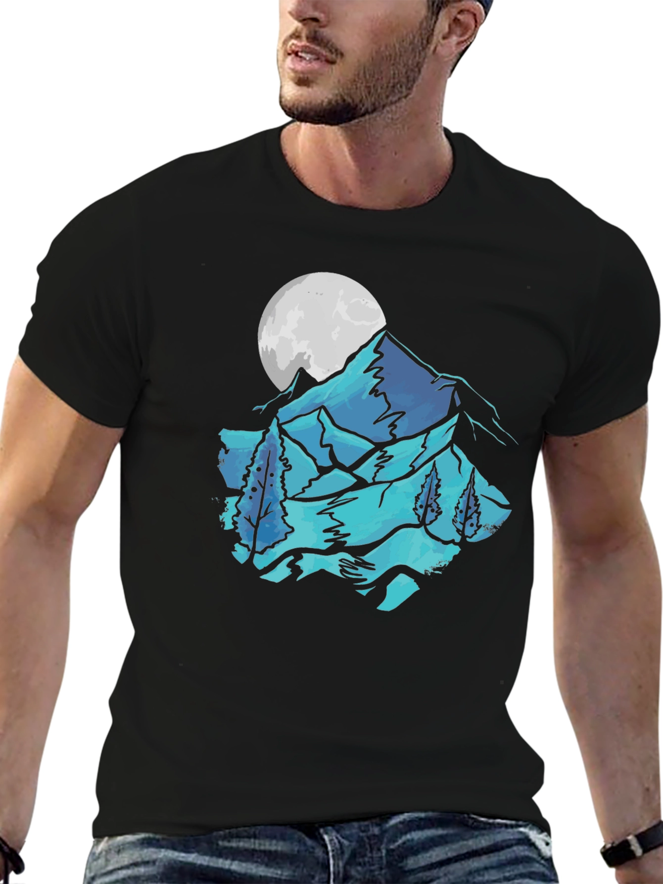 Mountain & Moon Graphic Tee - Black