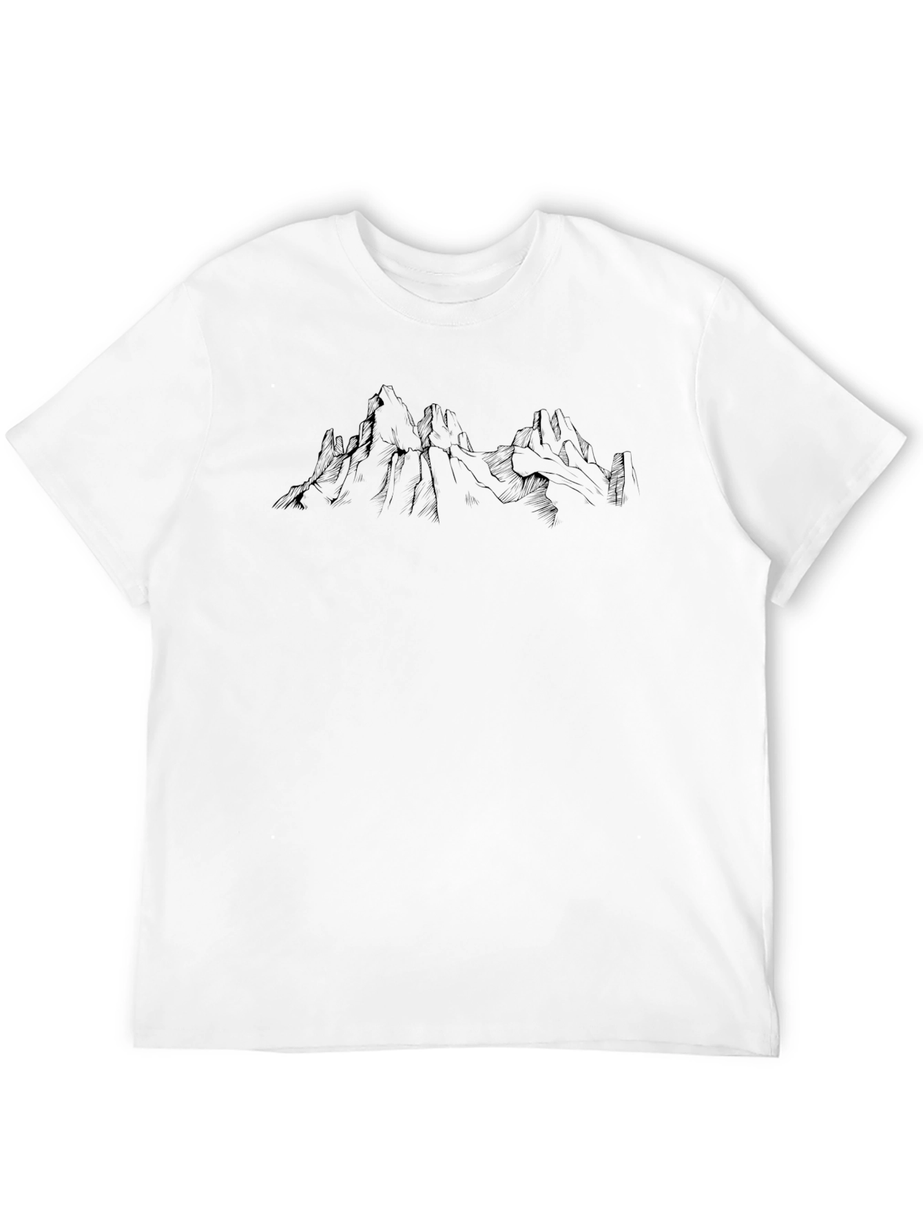 Mountain Sketch Graphic Tee - Soft Black Cotton T-Shirt