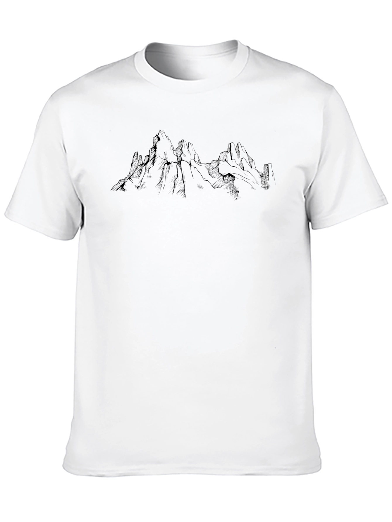 Mountain Sketch Graphic Tee - Soft Black Cotton T-Shirt