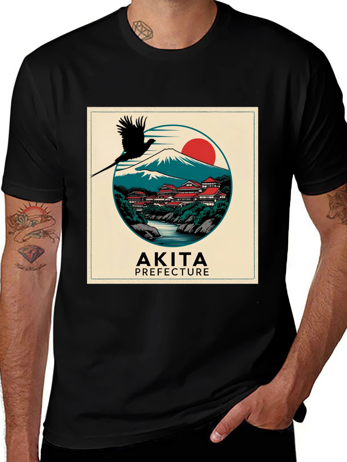 Akita Prefecture Graphic Tee - Japanese Landscape
