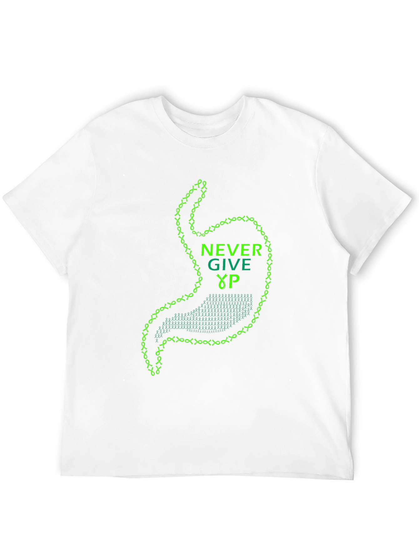 Never Give Up Stomach Graphic Tee - Black