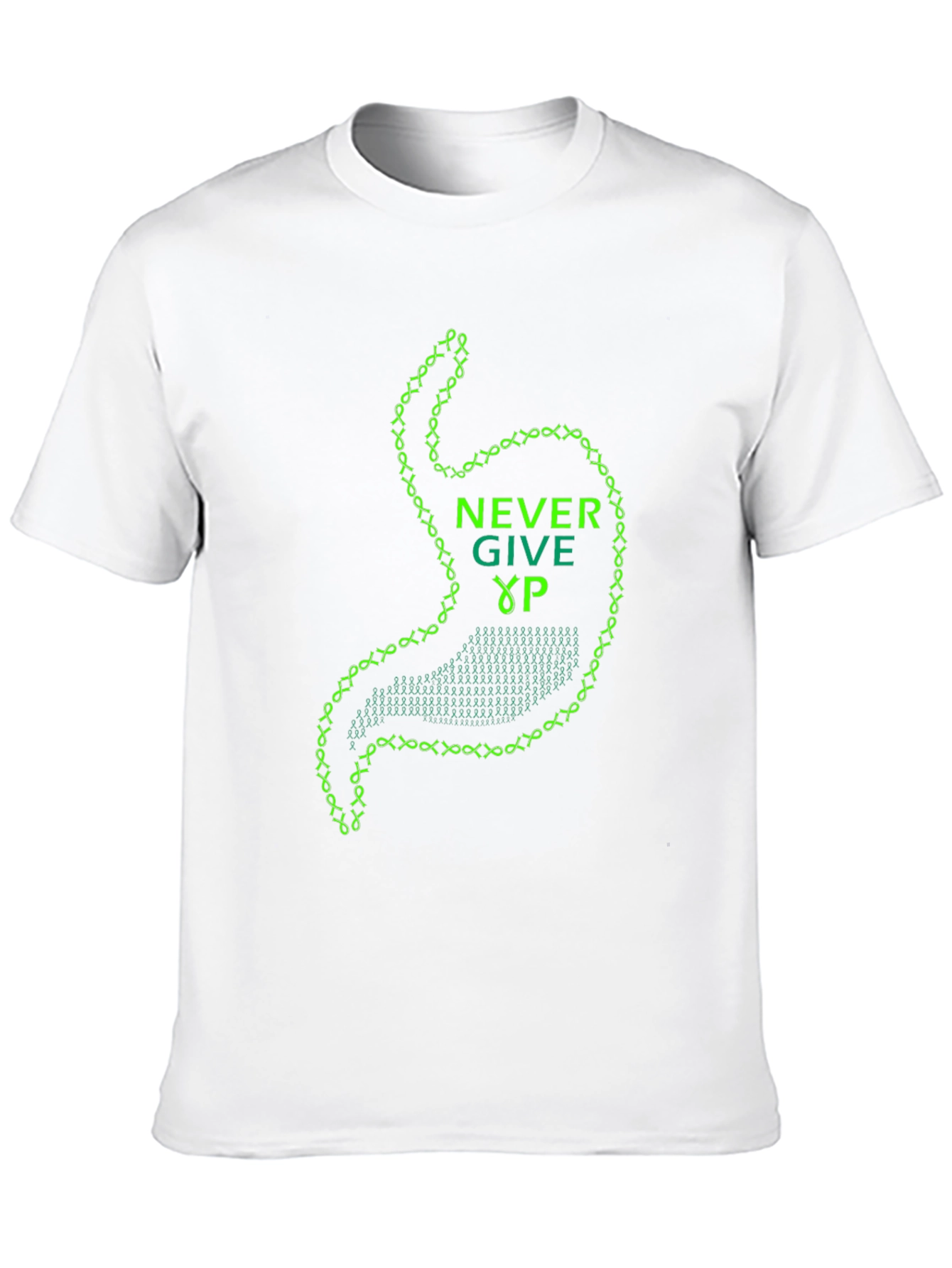 Never Give Up Stomach Graphic Tee - Black