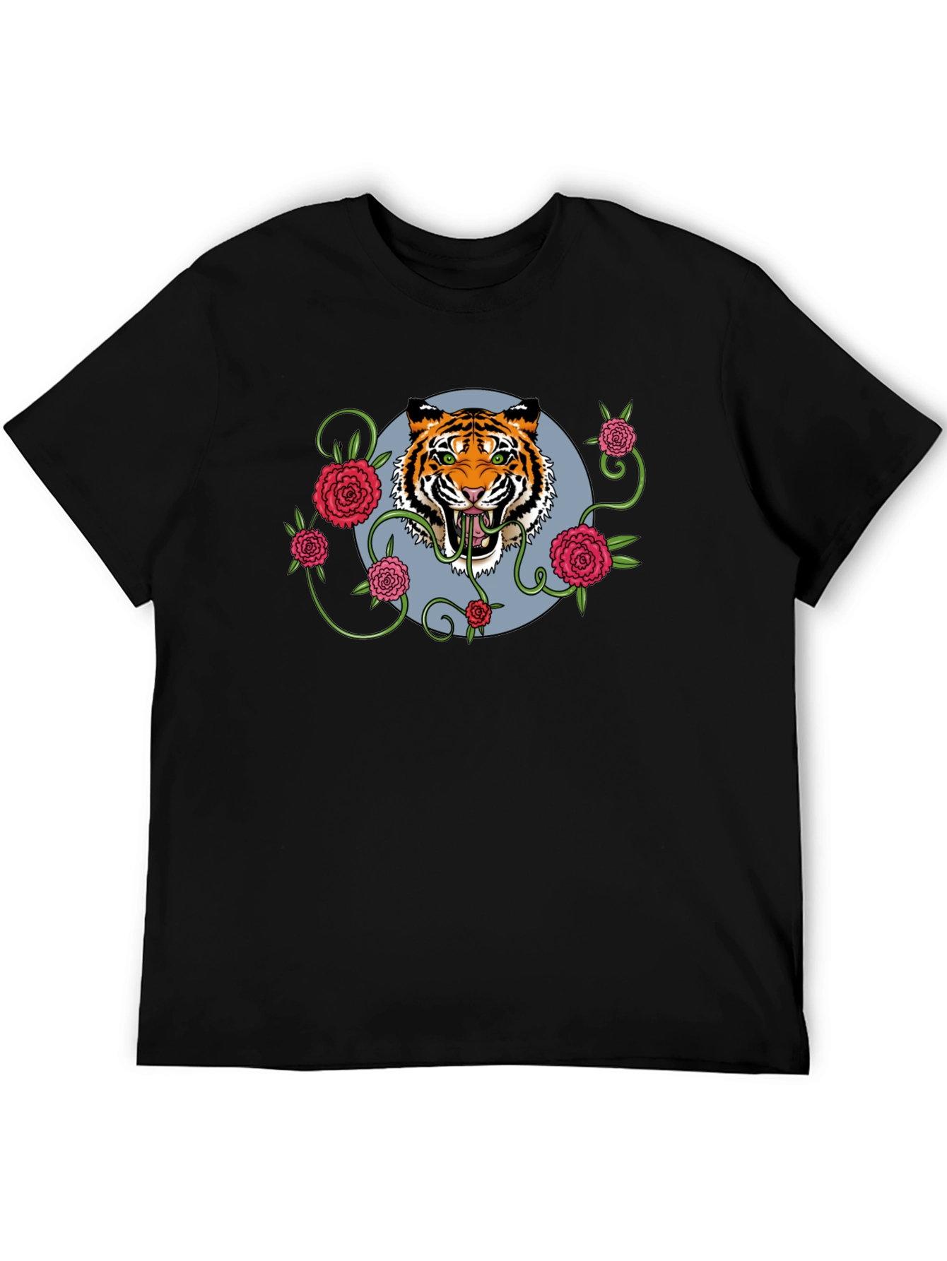 Tiger Rose T-Shirt - Mens Black Graphic Tee