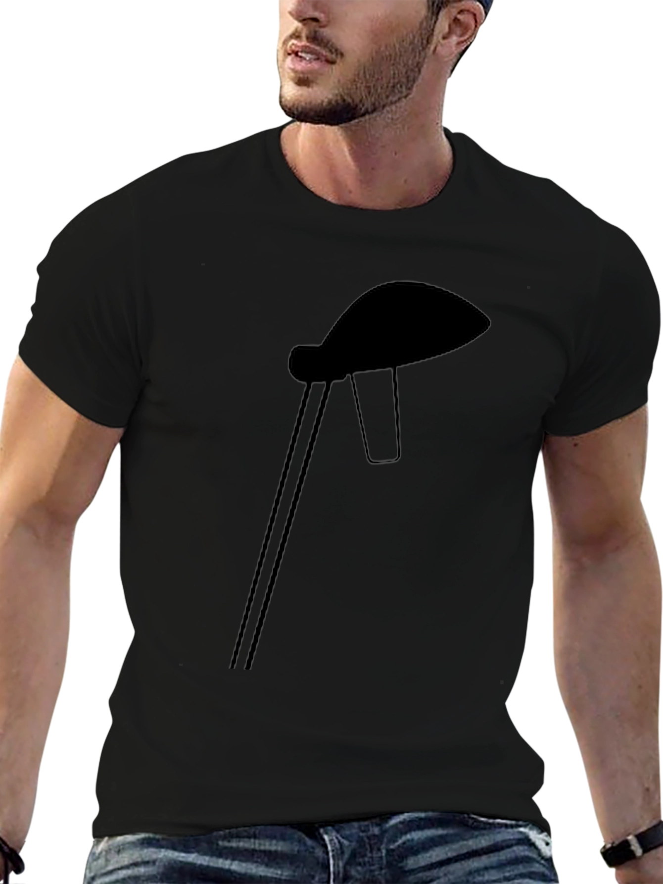 Modern Silhouette Table Lamp Graphic Tee - Black