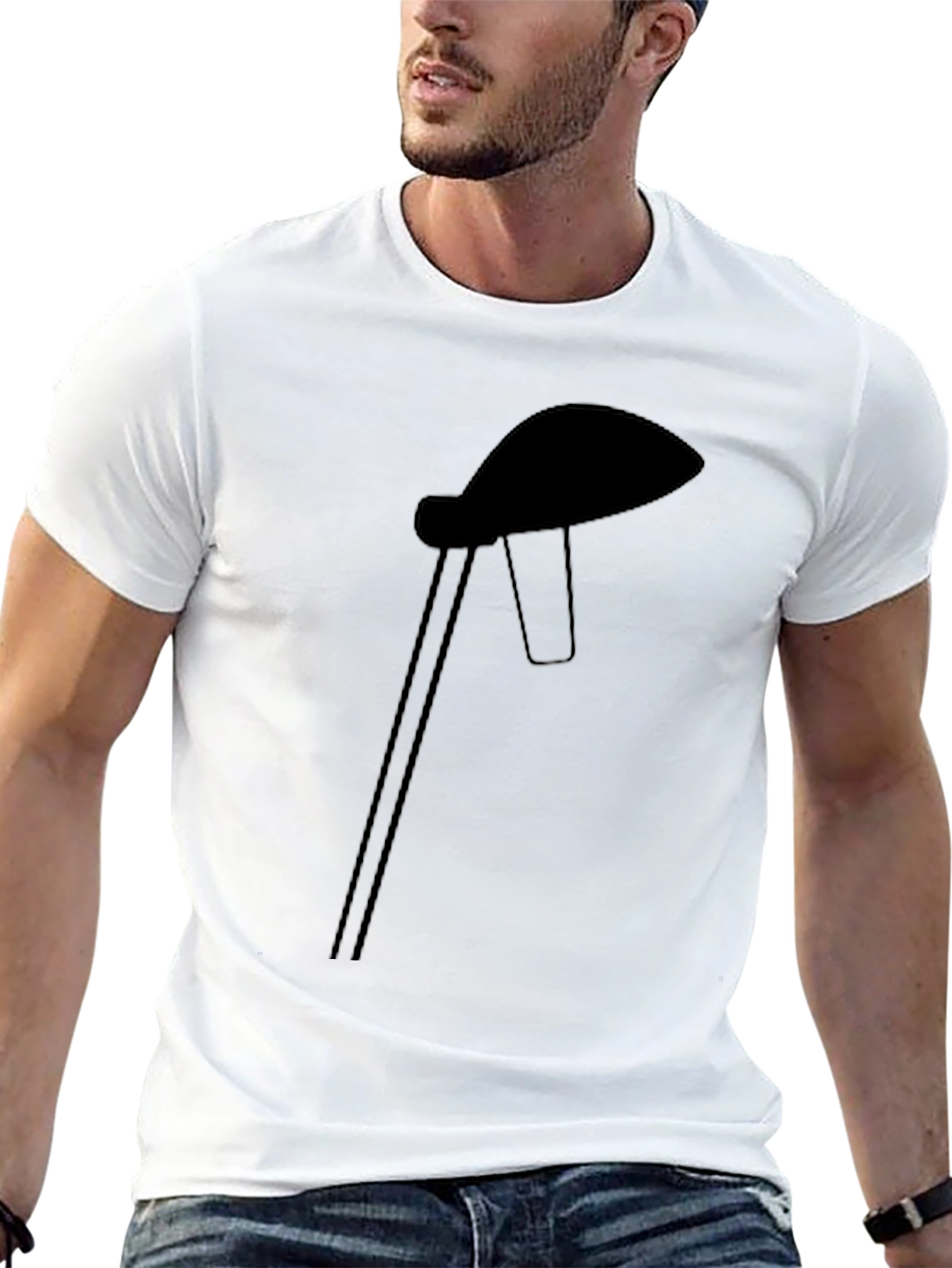 Modern Silhouette Table Lamp Graphic Tee - Black