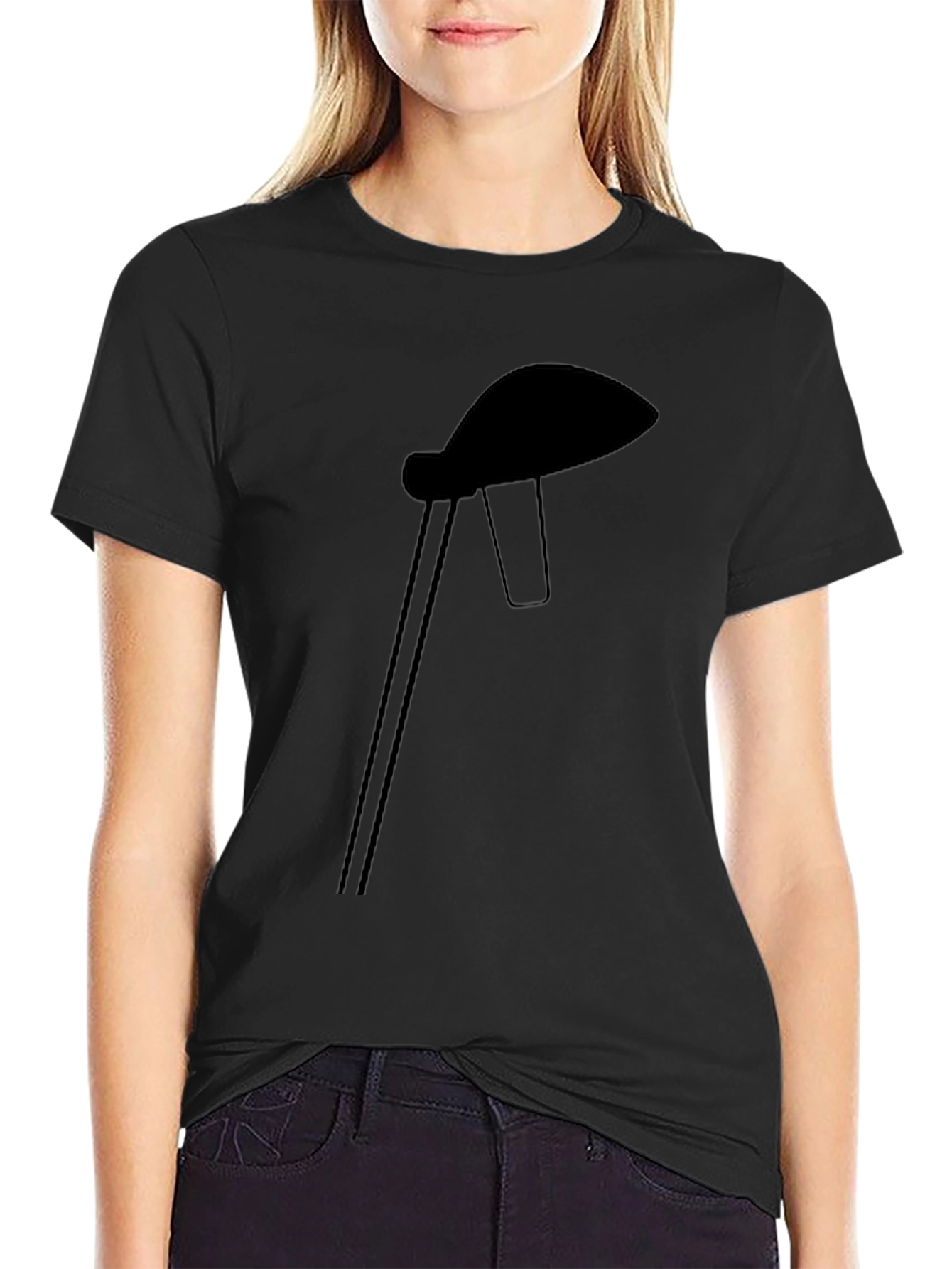 Modern Silhouette Table Lamp Graphic Tee - Black