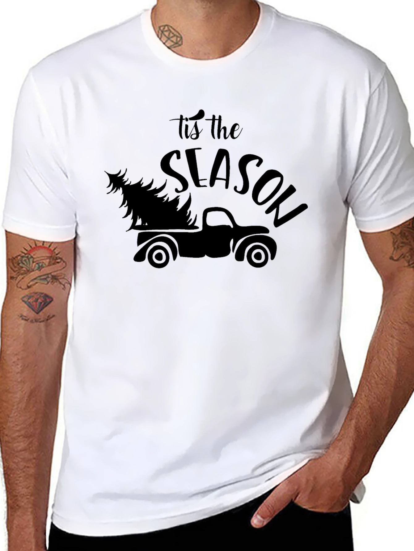 Tis the Season Truck Christmas Tree Graphic Tee