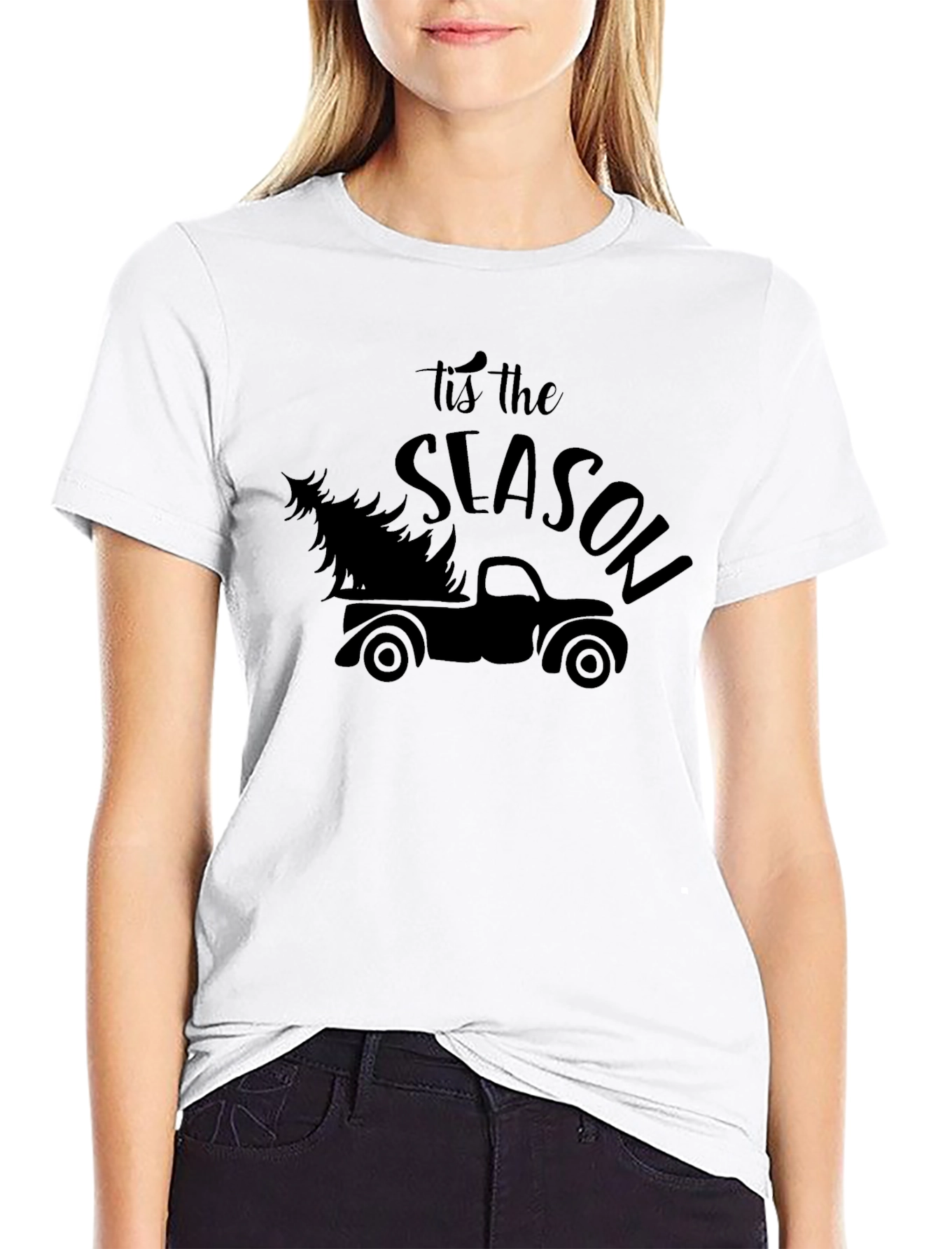 Tis the Season Truck Christmas Tree Graphic Tee