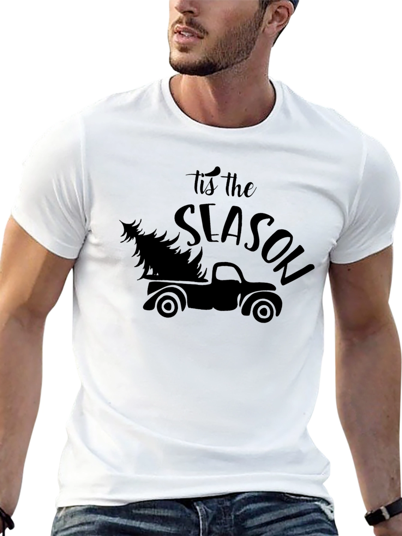 Tis the Season Truck Christmas Tree Graphic Tee