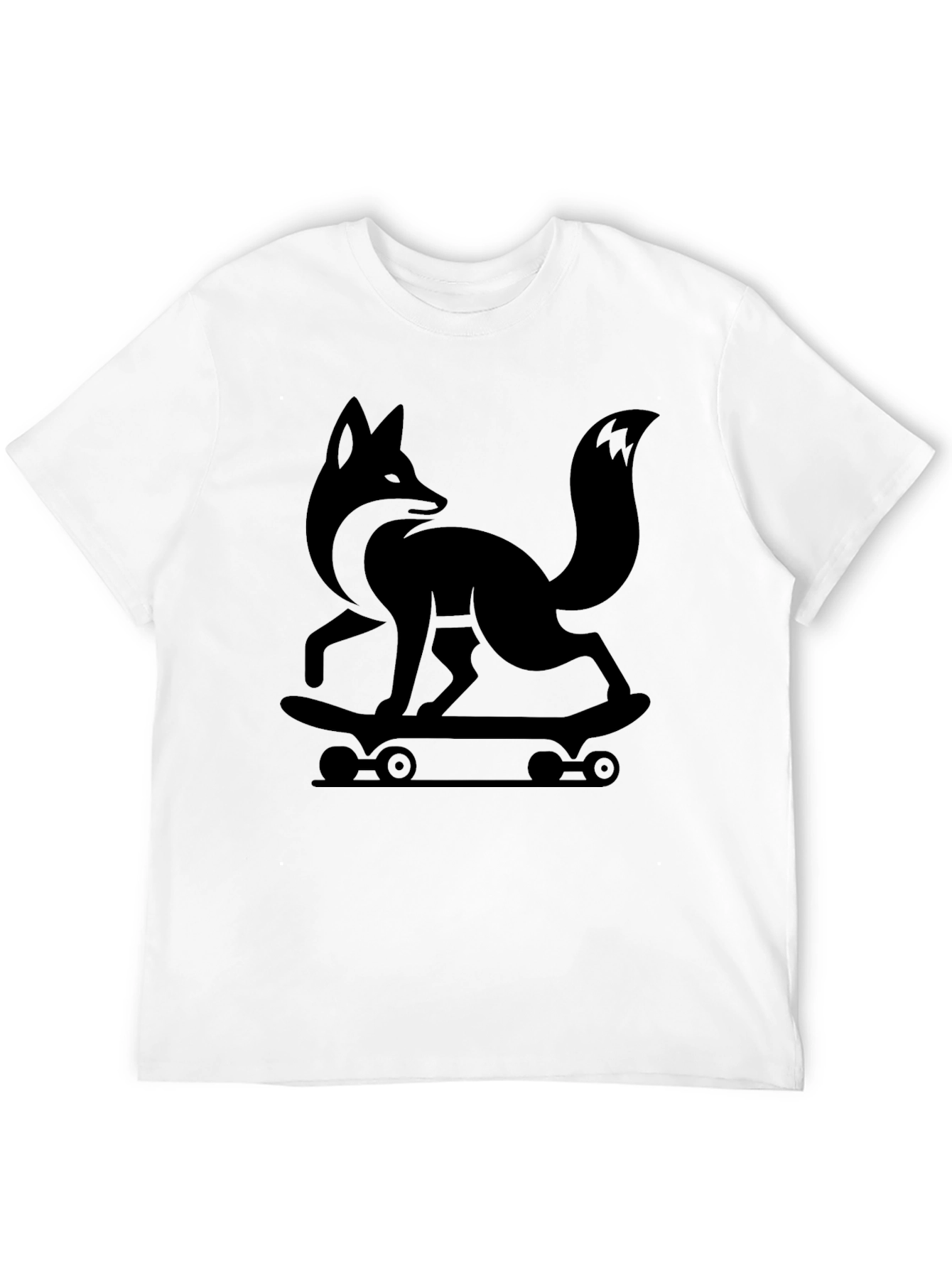 Cool Fox Skateboarder Graphic Tee - Black