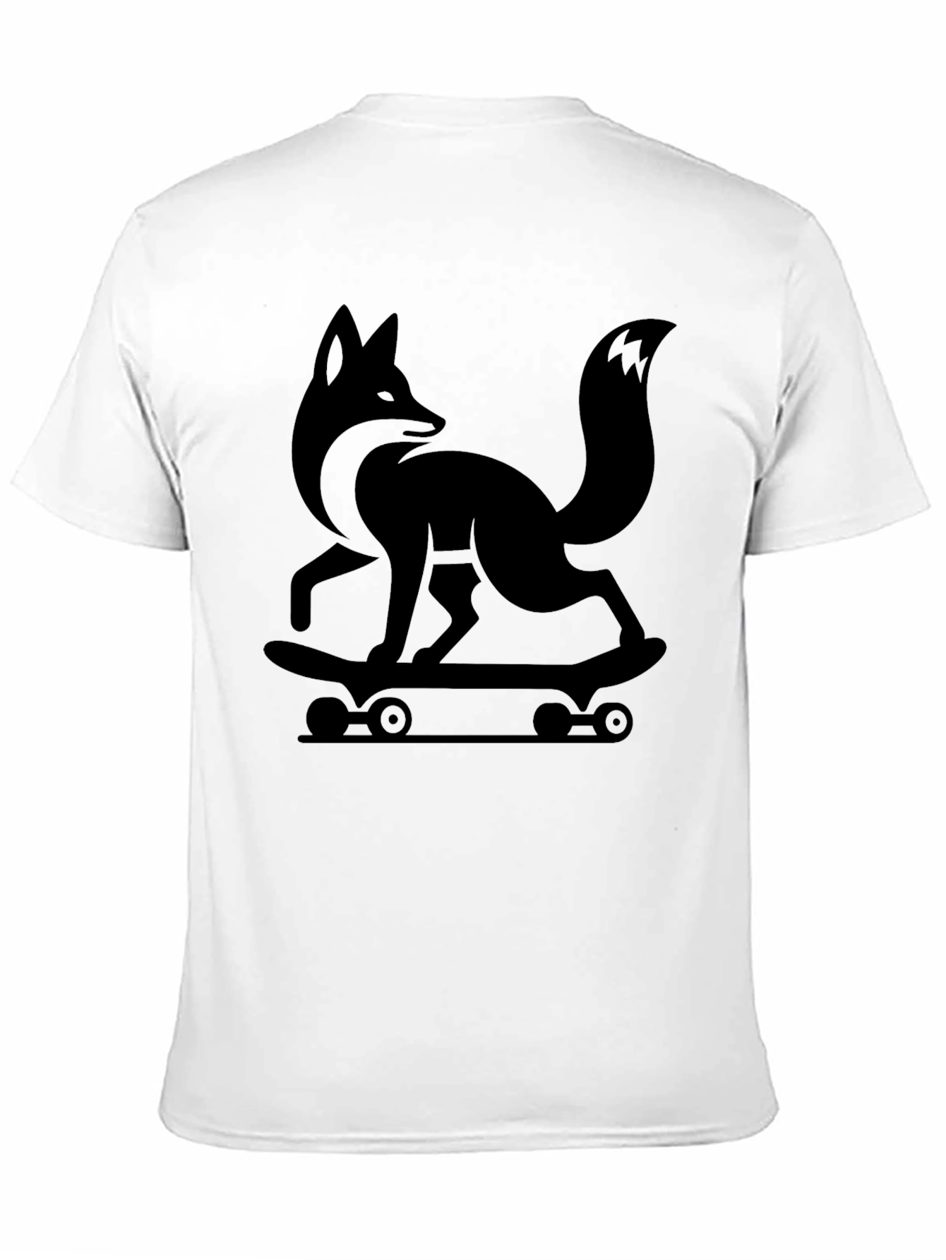 Cool Fox Skateboarder Graphic Tee - Black