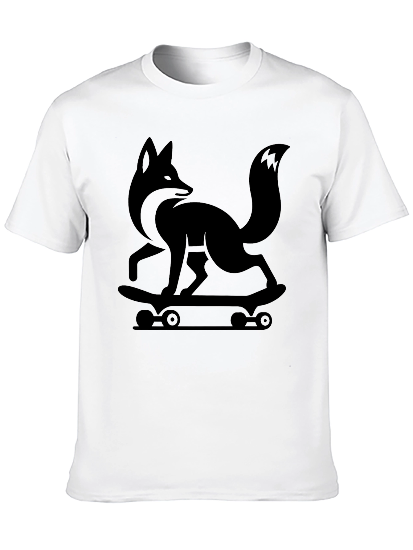 Cool Fox Skateboarder Graphic Tee - Black