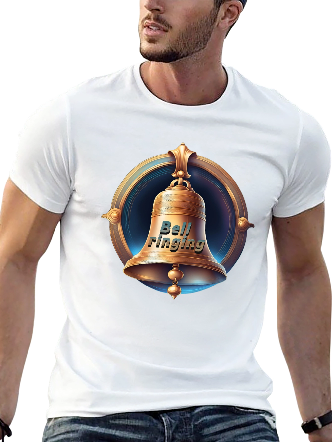 Ringing Bell Graphic Tee - Classic Black Cotton T-Shirt