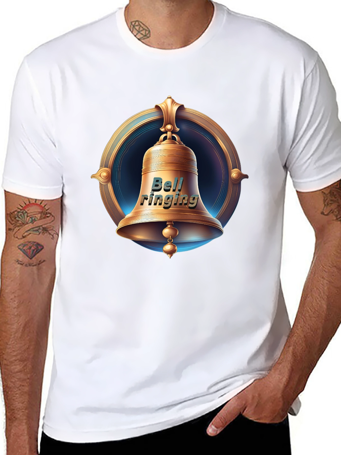 Ringing Bell Graphic Tee - Classic Black Cotton T-Shirt