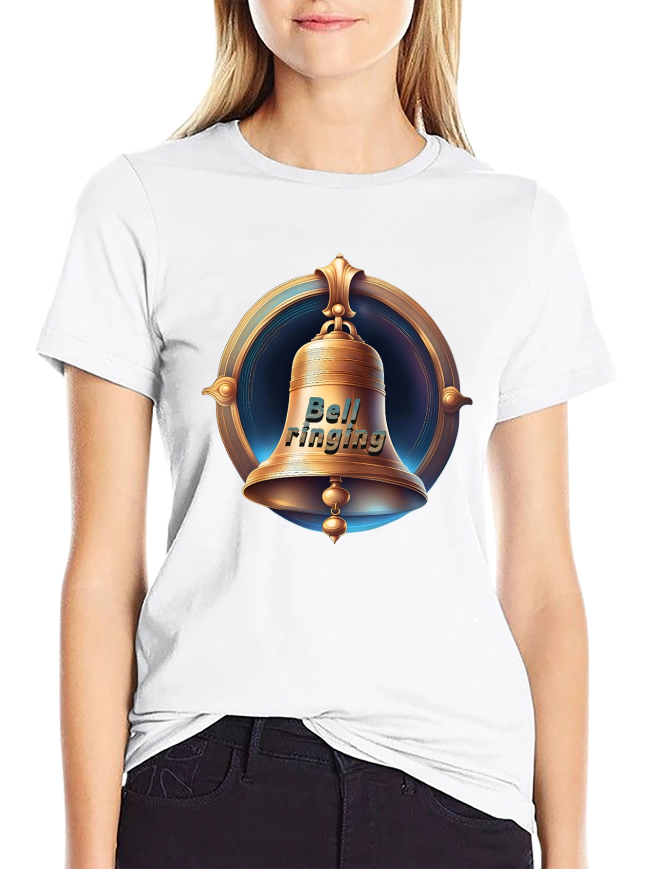 Ringing Bell Graphic Tee - Classic Black Cotton T-Shirt