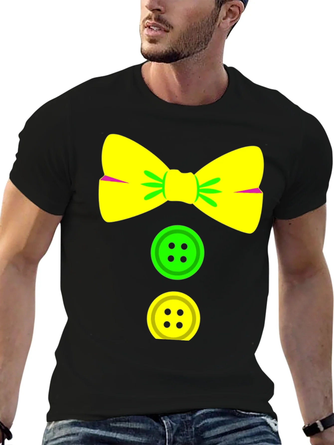Clown Bow Tie & Buttons Graphic Tee - Black