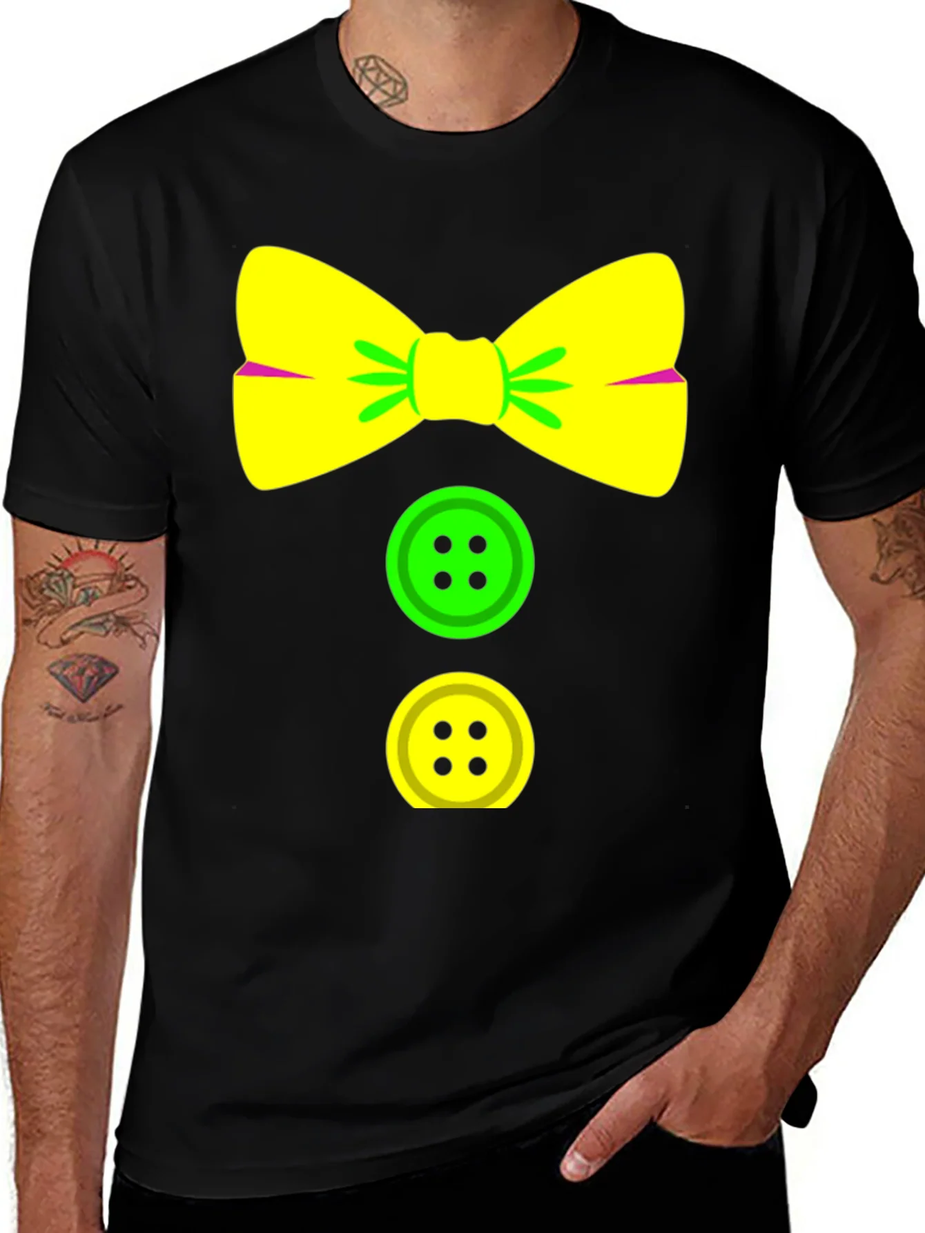 Clown Bow Tie & Buttons Graphic Tee - Black