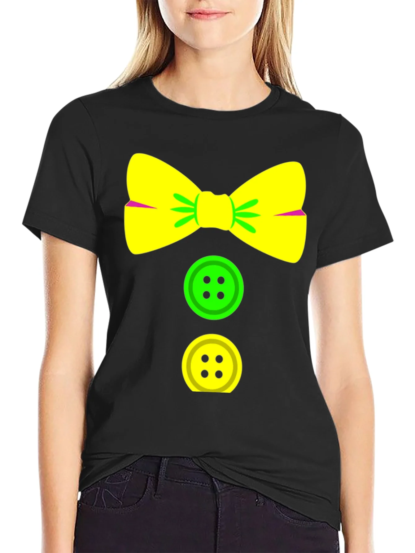 Clown Bow Tie & Buttons Graphic Tee - Black