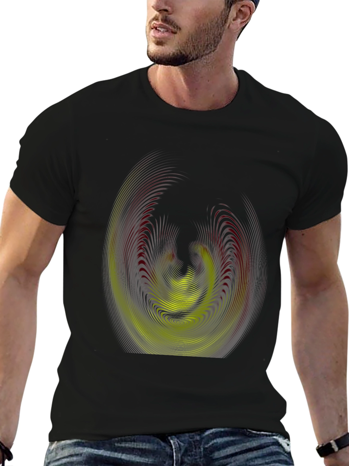 Abstract Swirl Graphic Print Tee - Modern Style
