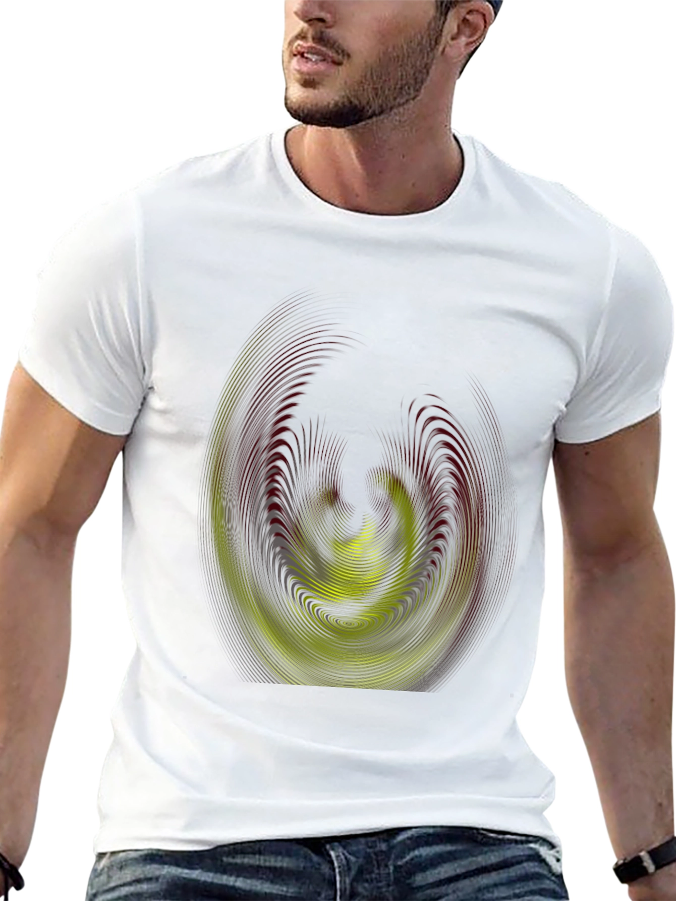 Abstract Swirl Graphic Print Tee - Modern Style