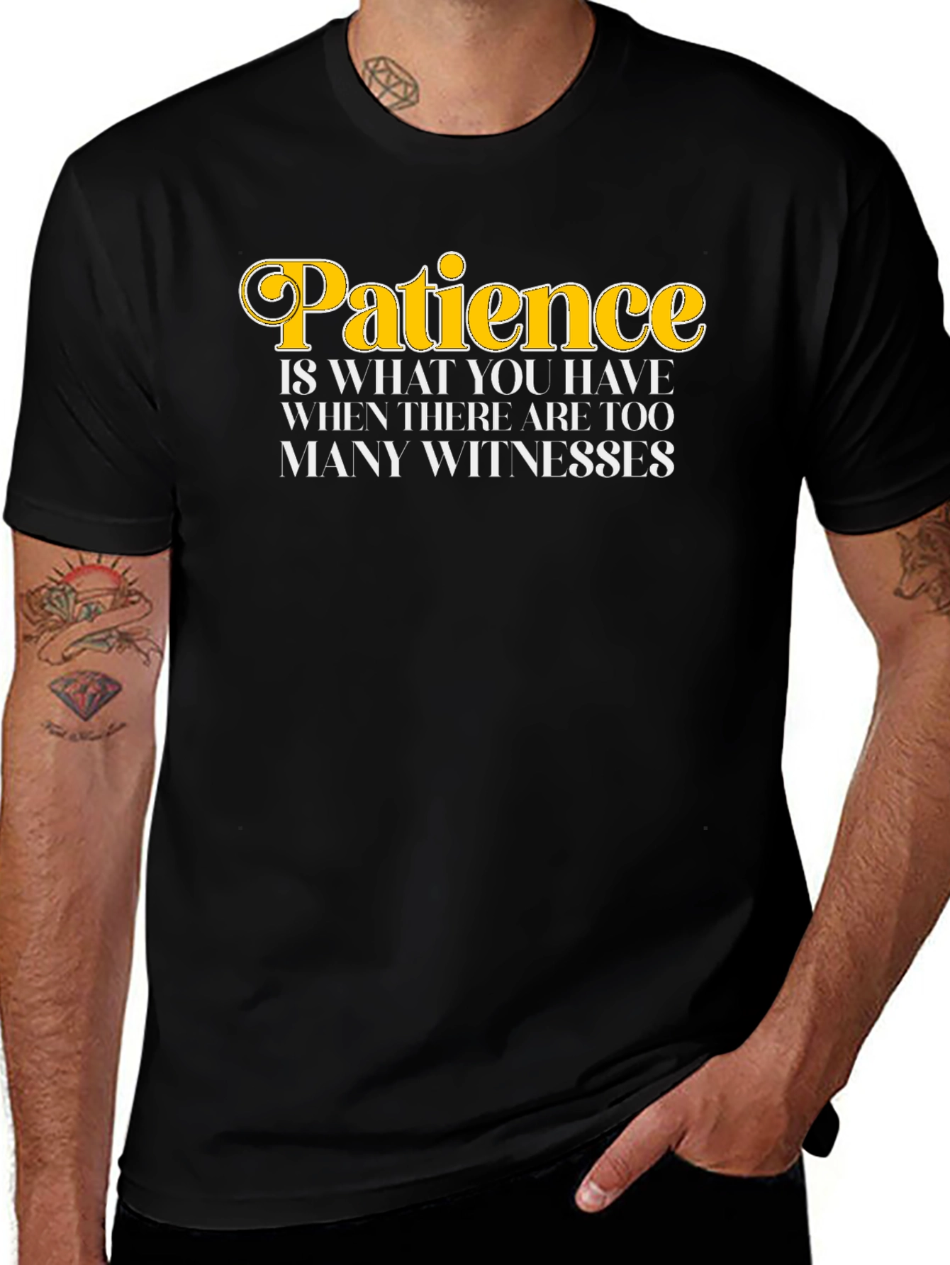 Patience Humor Graphic Tee - Black