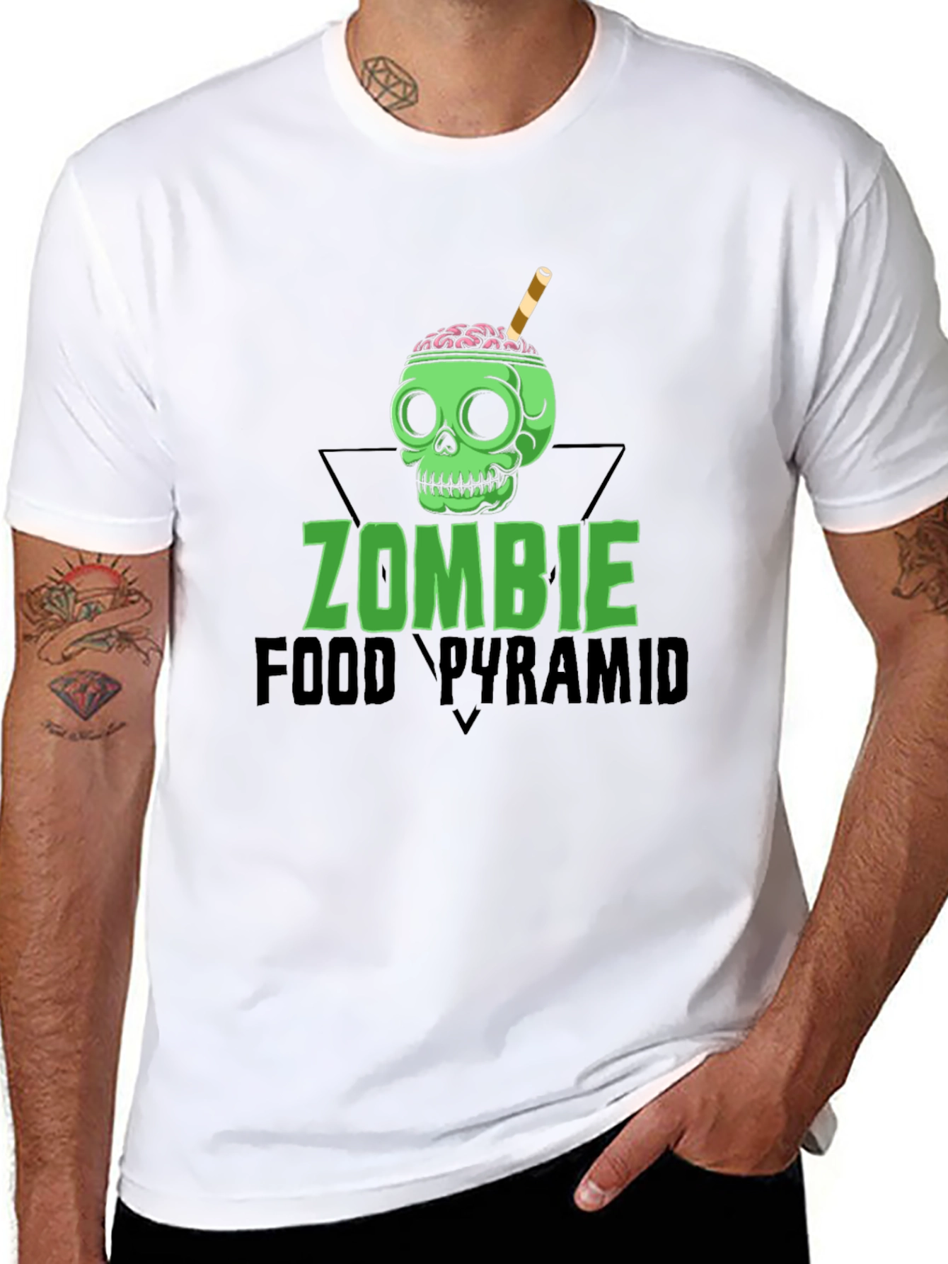 Zombie Food Pyramid Graphic T-Shirt