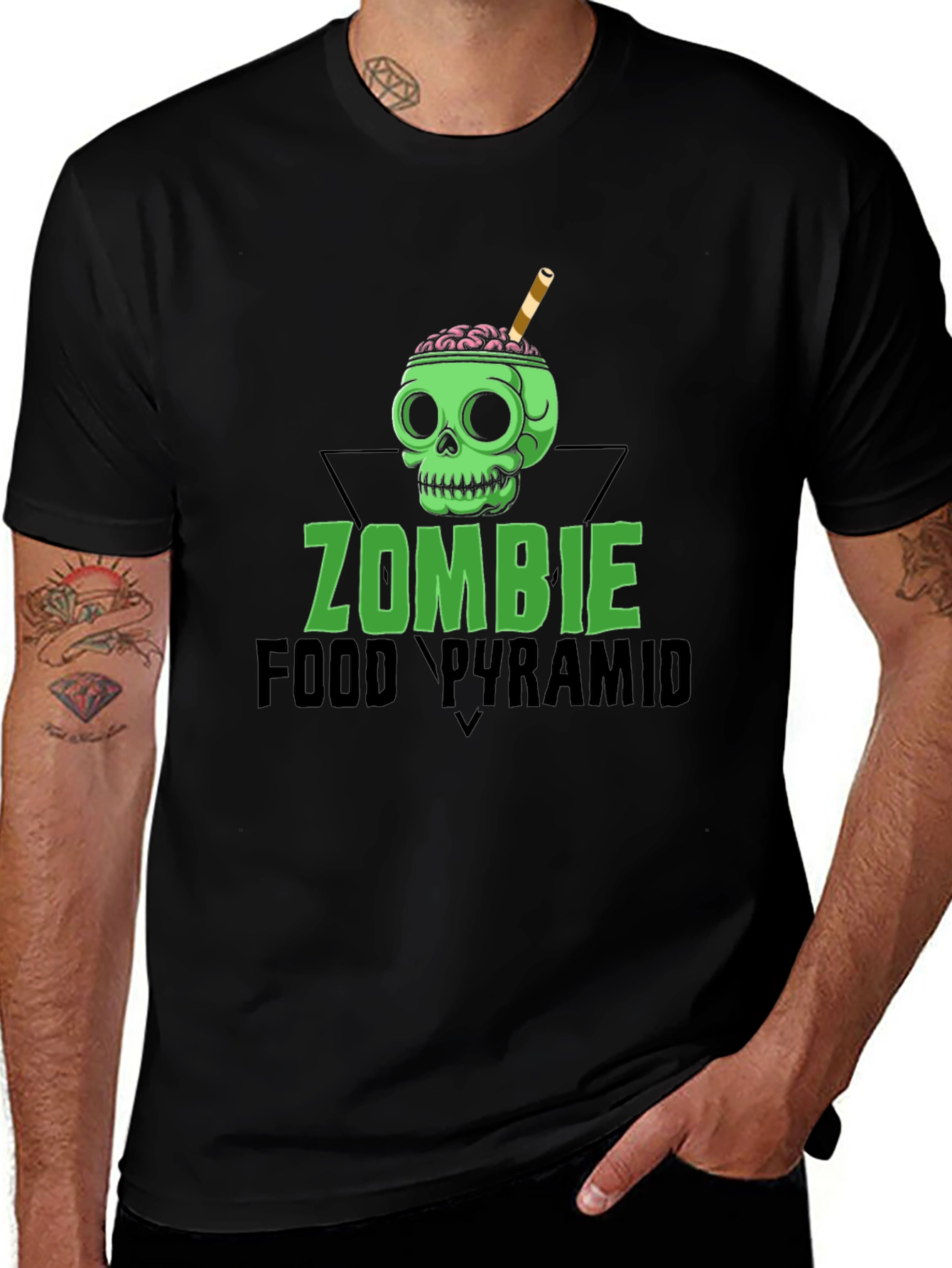 Zombie Food Pyramid Graphic T-Shirt