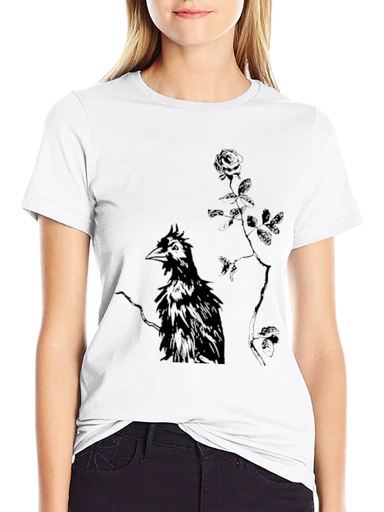 Raven and Rose Graphic Black T-Shirt