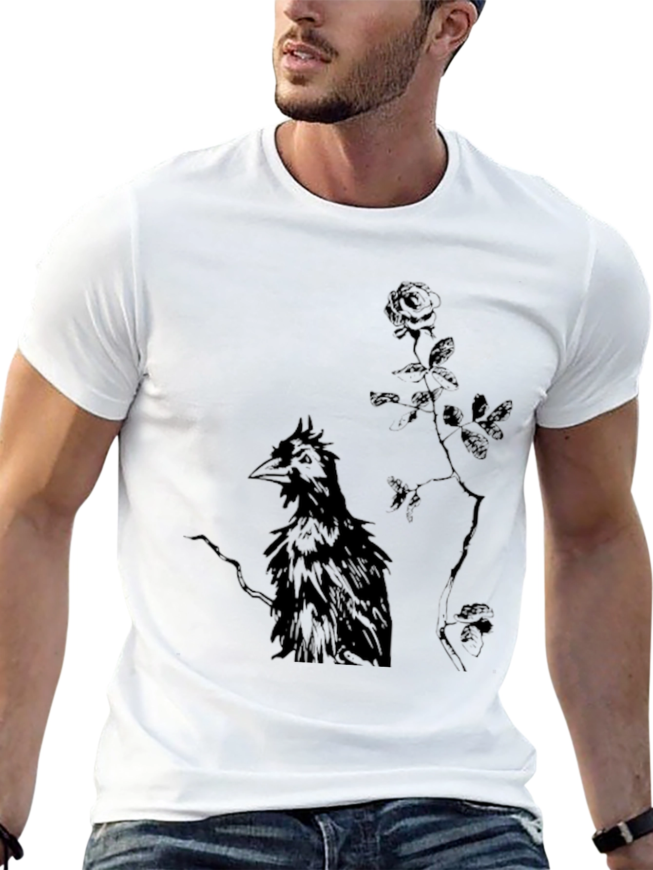 Raven and Rose Graphic Black T-Shirt