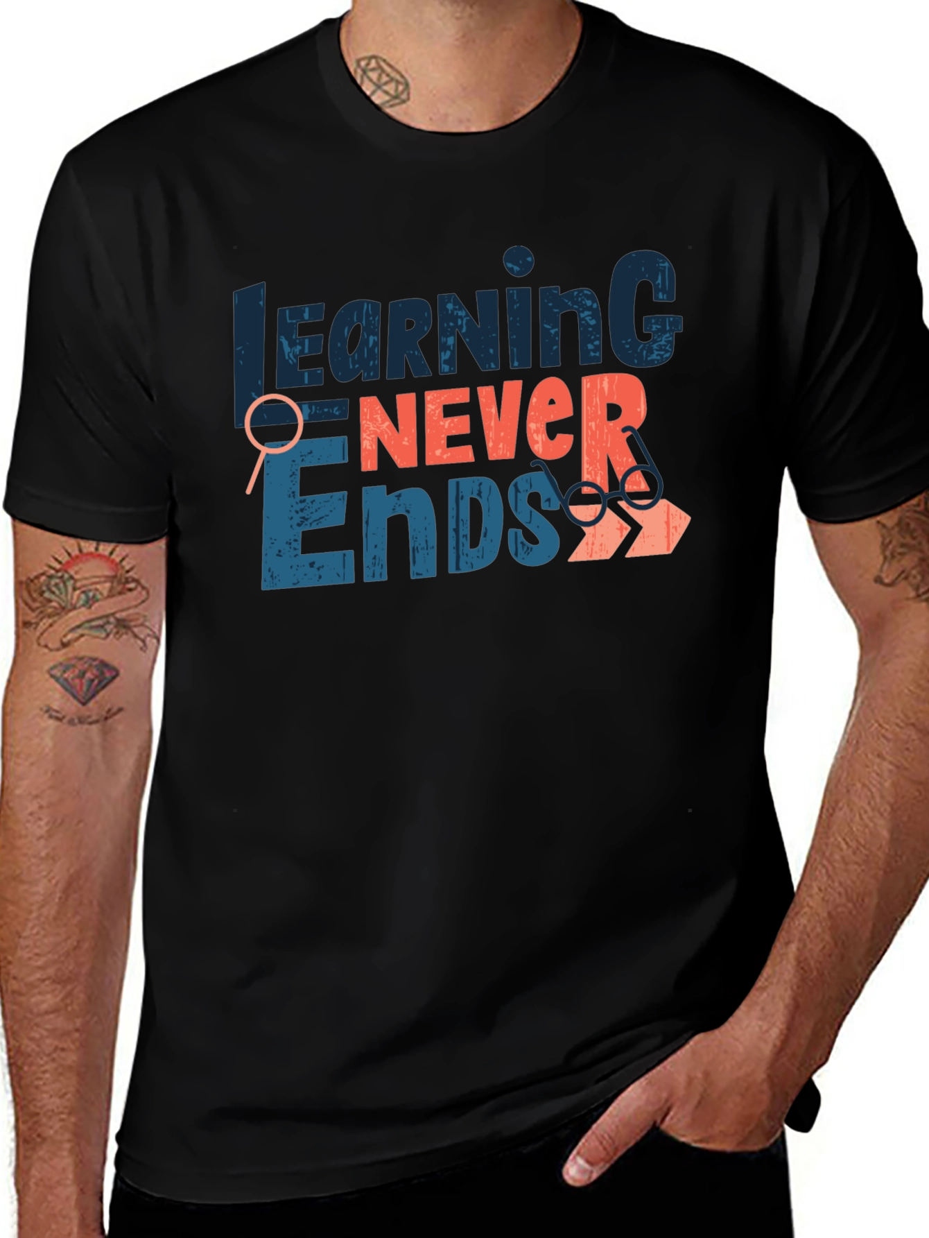 Learning Never Ends Graphic T-Shirt
