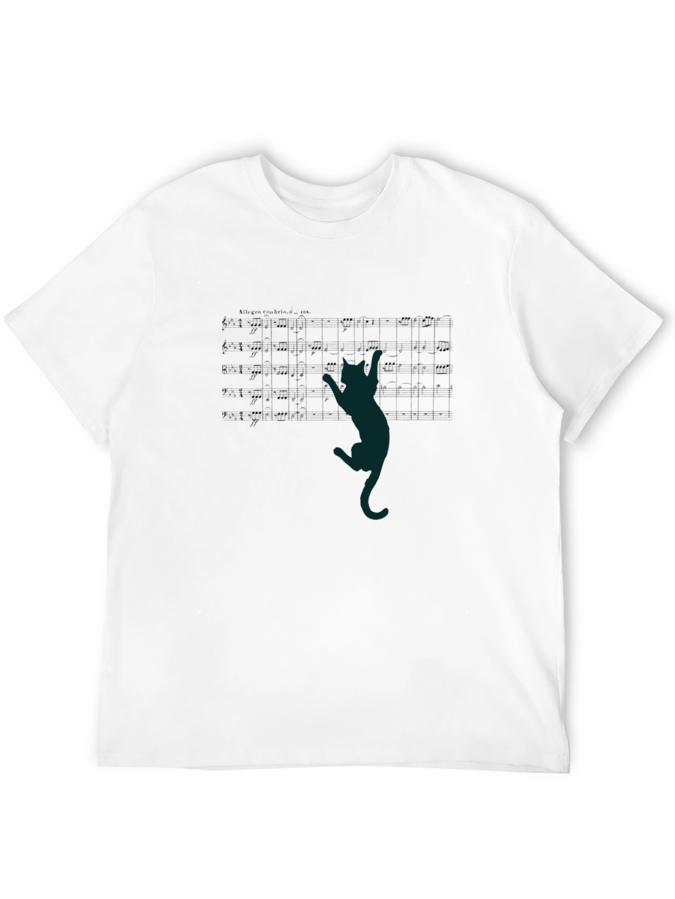 Cat Climbs Sheet Music Black T-Shirt