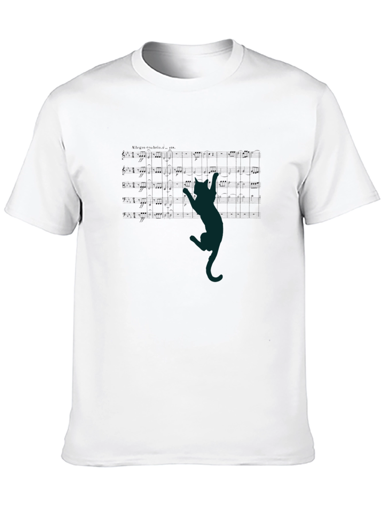 Cat Climbs Sheet Music Black T-Shirt