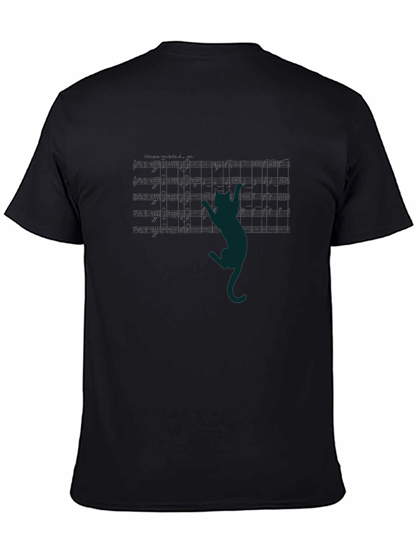 Cat Climbs Sheet Music Black T-Shirt