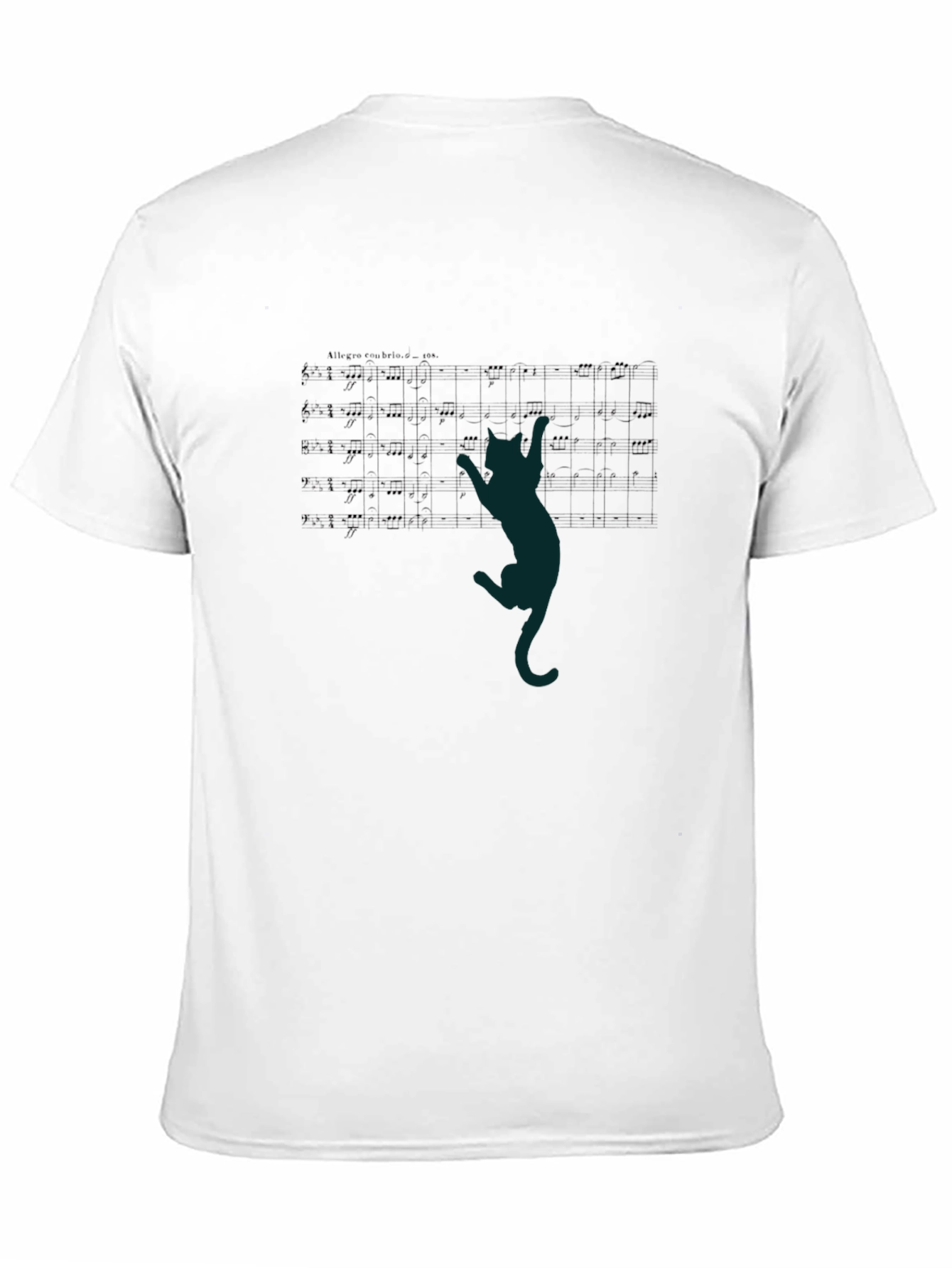 Cat Climbs Sheet Music Black T-Shirt