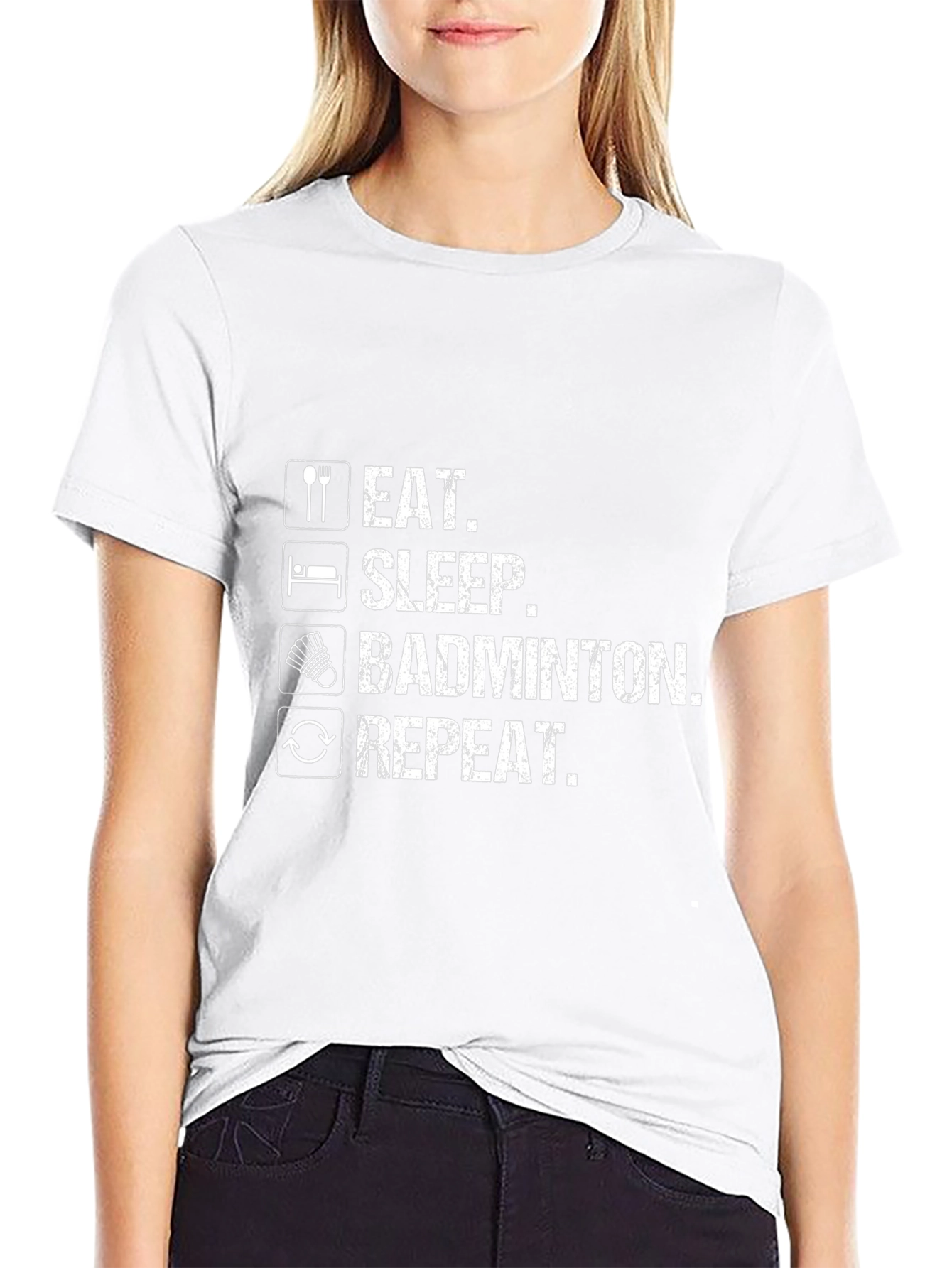 Eat Sleep Badminton Repeat Black T-Shirt