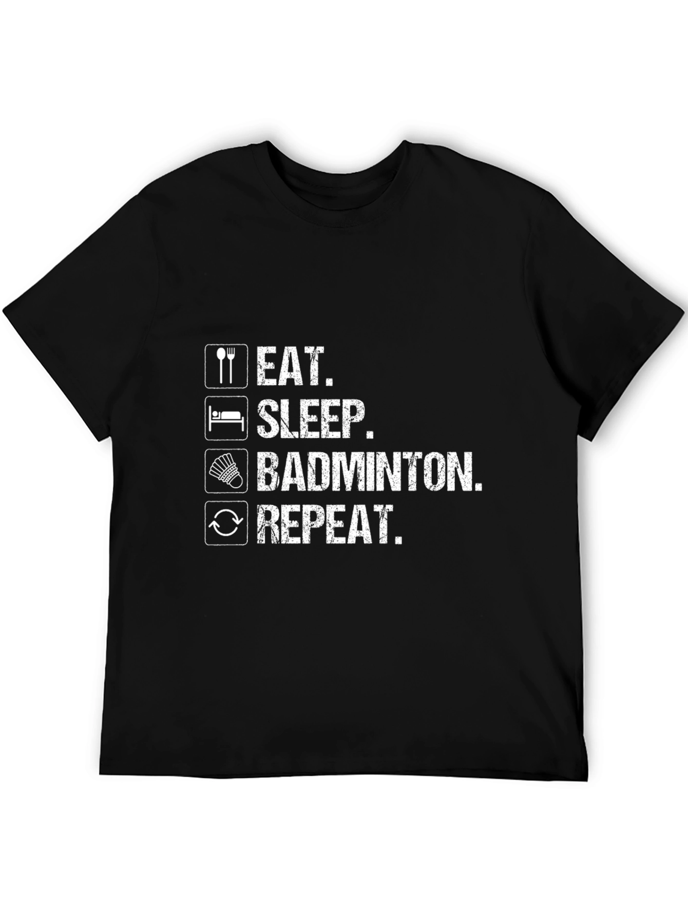 Eat Sleep Badminton Repeat Black T-Shirt