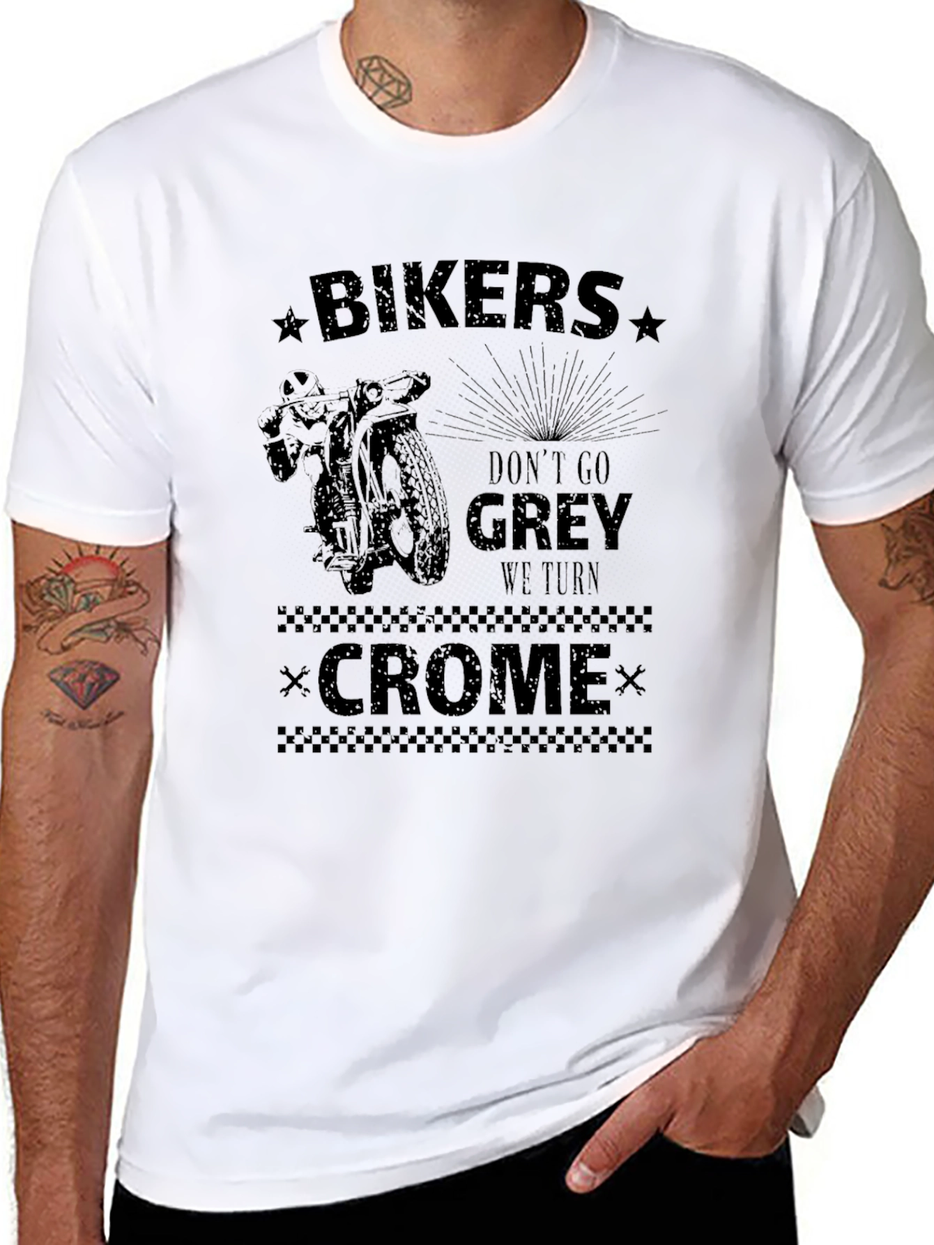 Bikers Dont Go Grey Black Graphic Tee