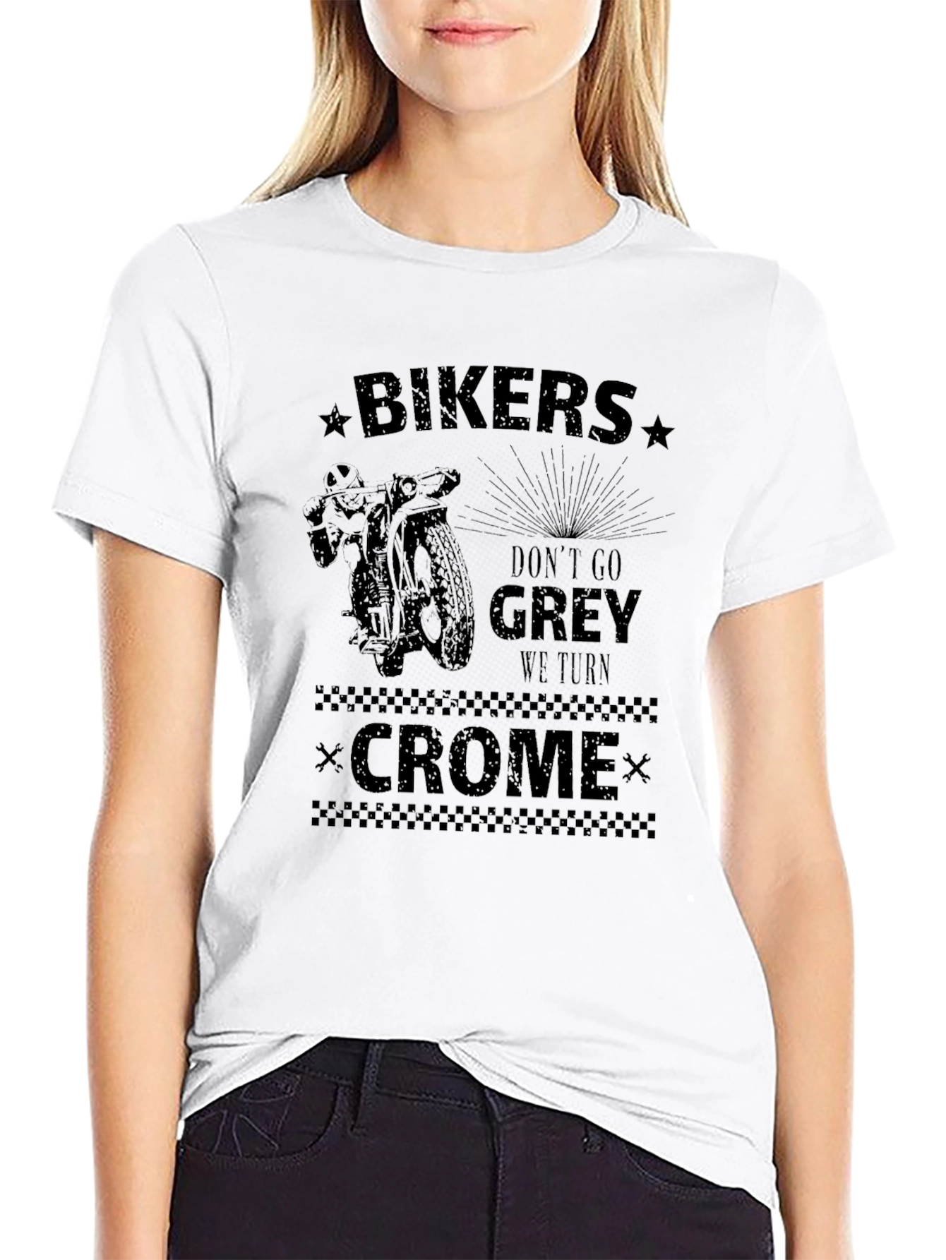 Bikers Dont Go Grey Black Graphic Tee
