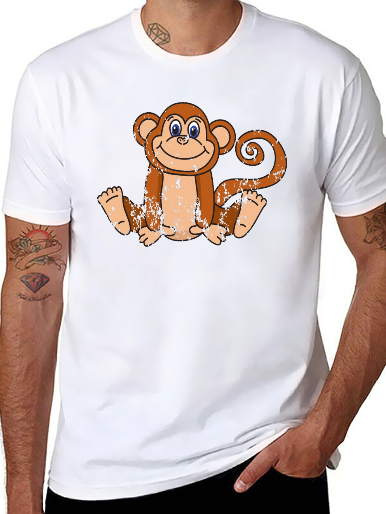 Smiling Monkey Graphic Tee - Casual Black T-Shirt