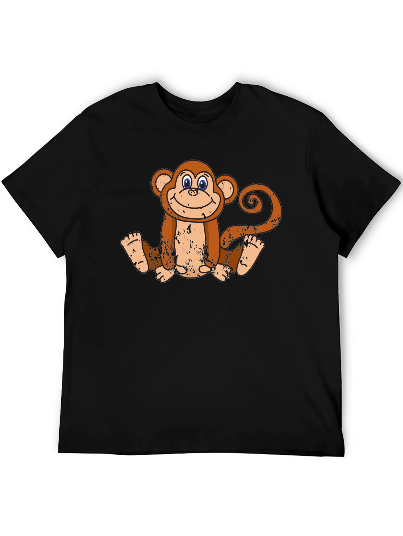 Smiling Monkey Graphic Tee - Casual Black T-Shirt