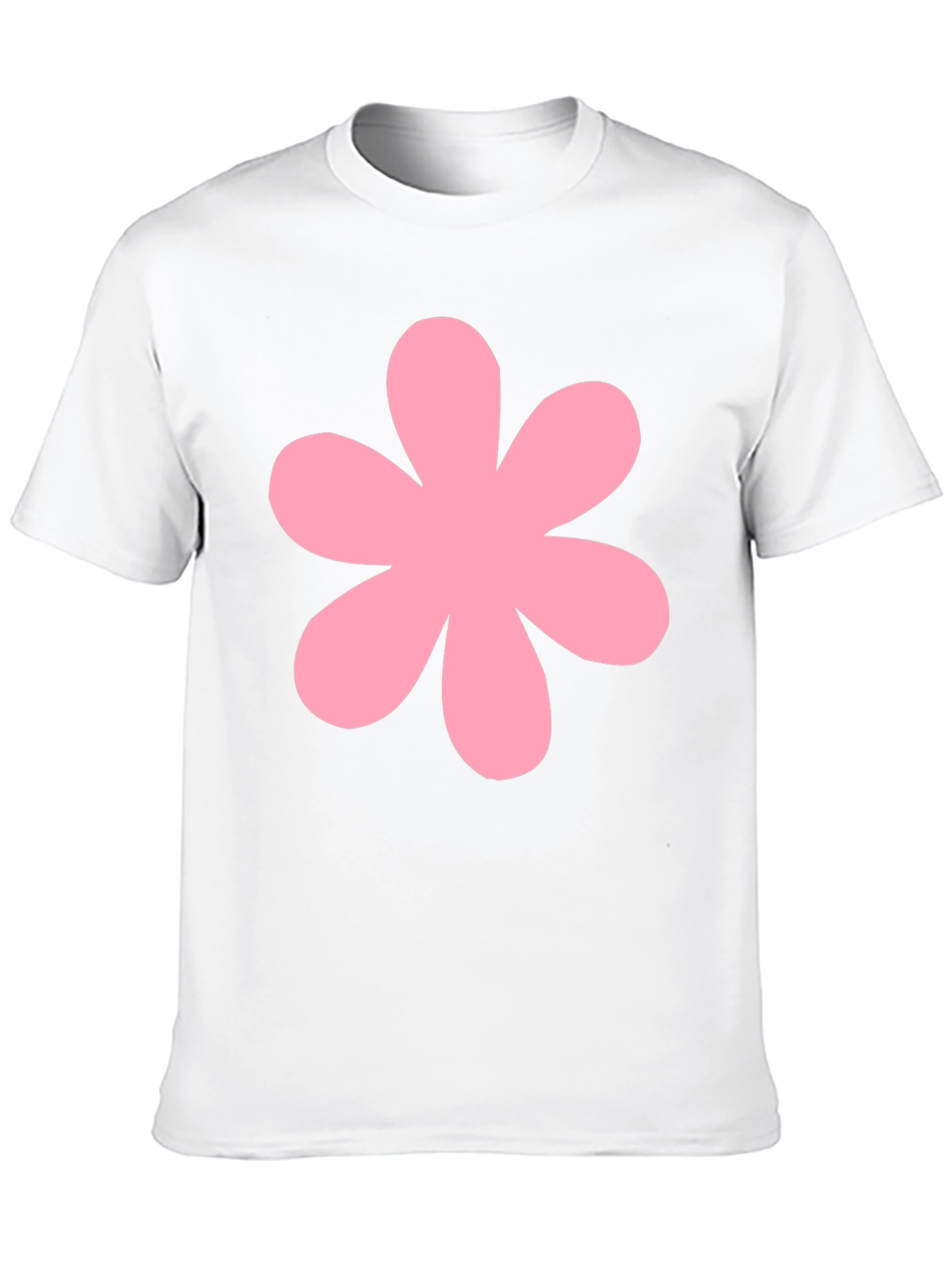 Pink Flower Black T-Shirt