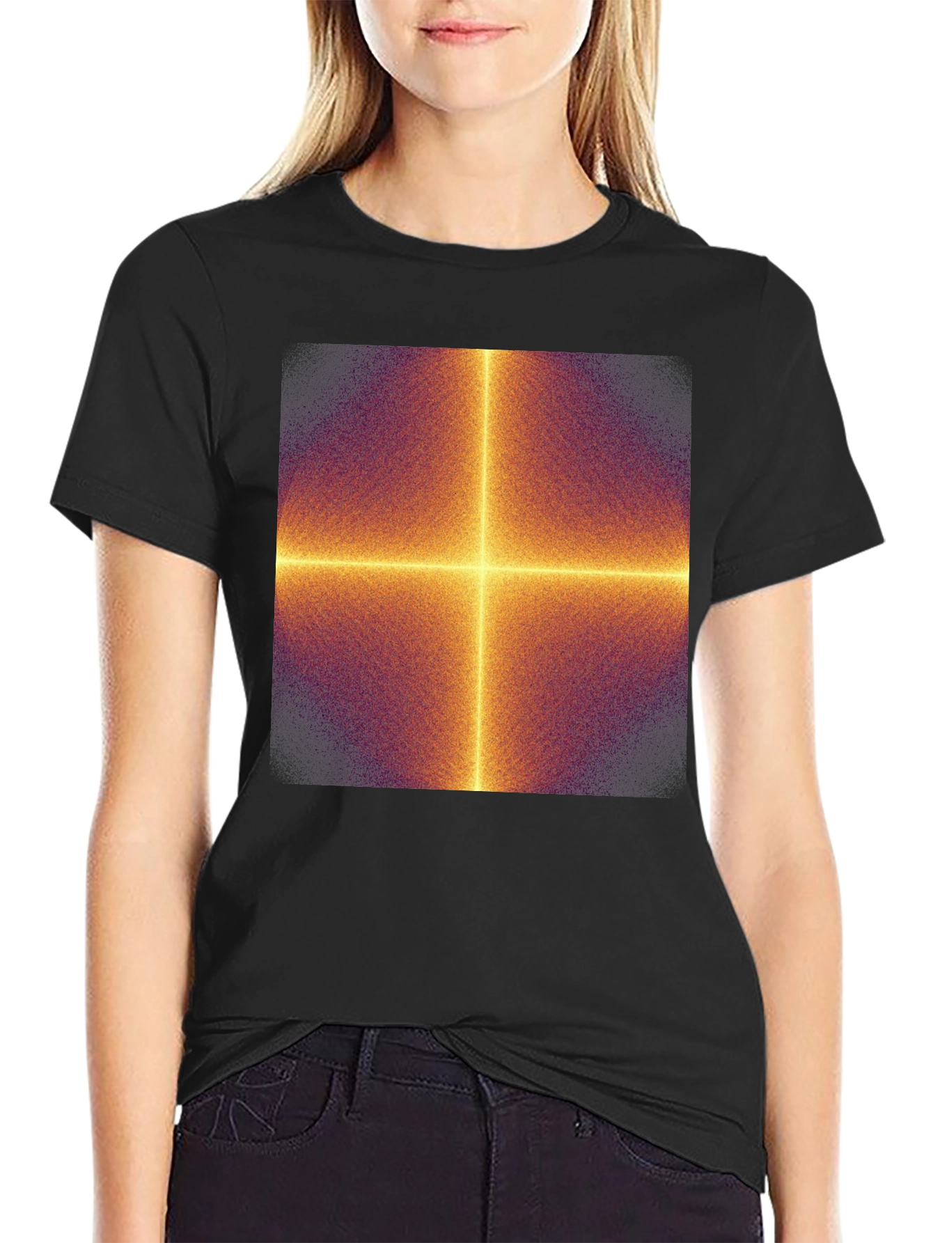 Geometric Cross Graphic Tee - Modern Art Shirt