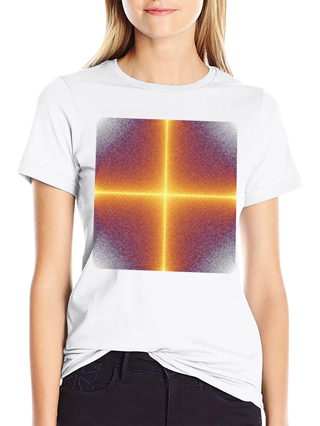 Geometric Cross Graphic Tee - Modern Art Shirt
