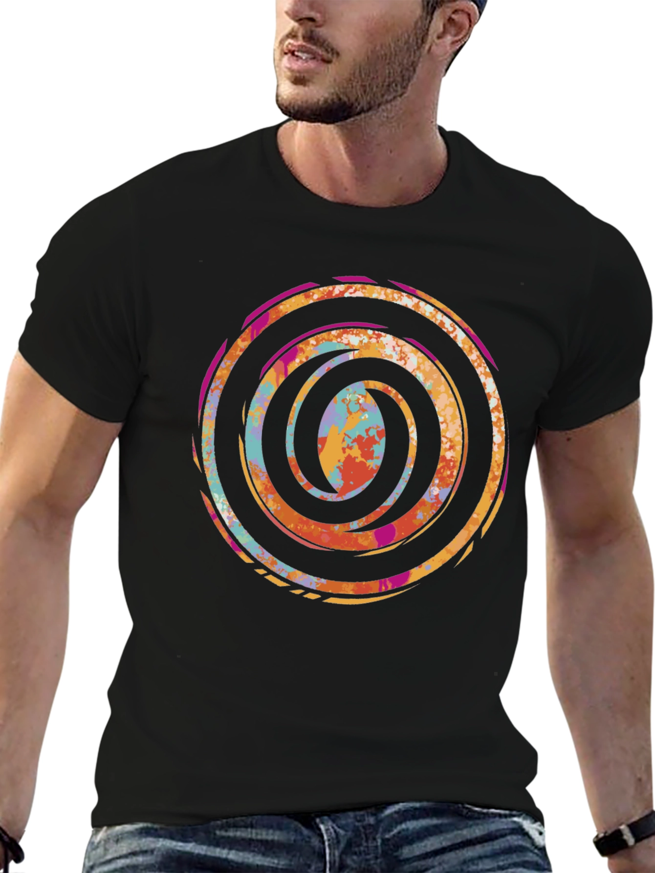 Abstract Swirl Graphic Tee - Stylish Cotton Comfort