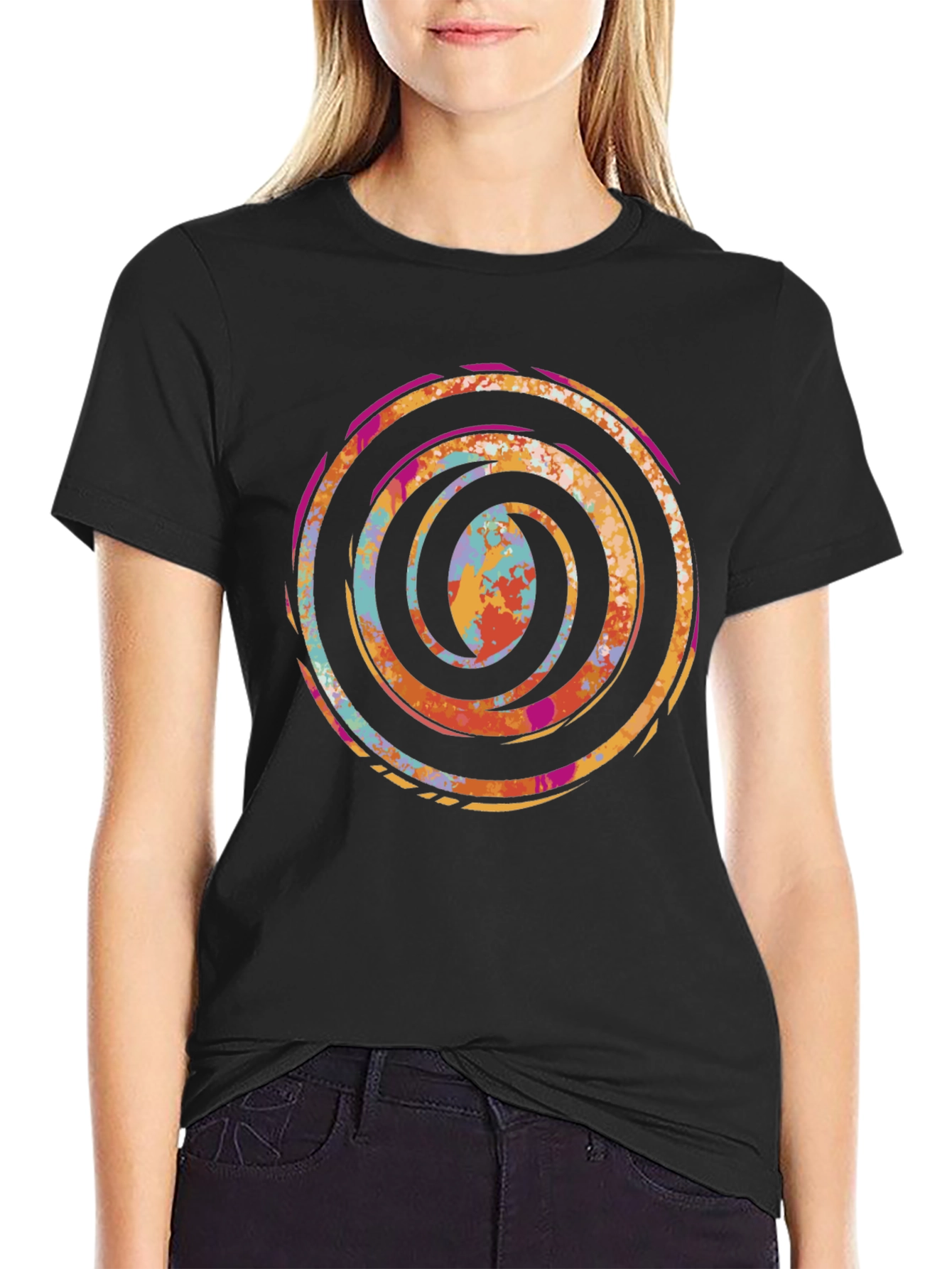 Abstract Swirl Graphic Tee - Stylish Cotton Comfort